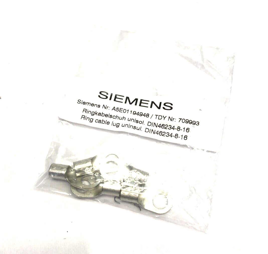 Siemens A5E01194948 Ring Cable Lug DIN46234-8-16 PKG OF 5 - Maverick Industrial Sales