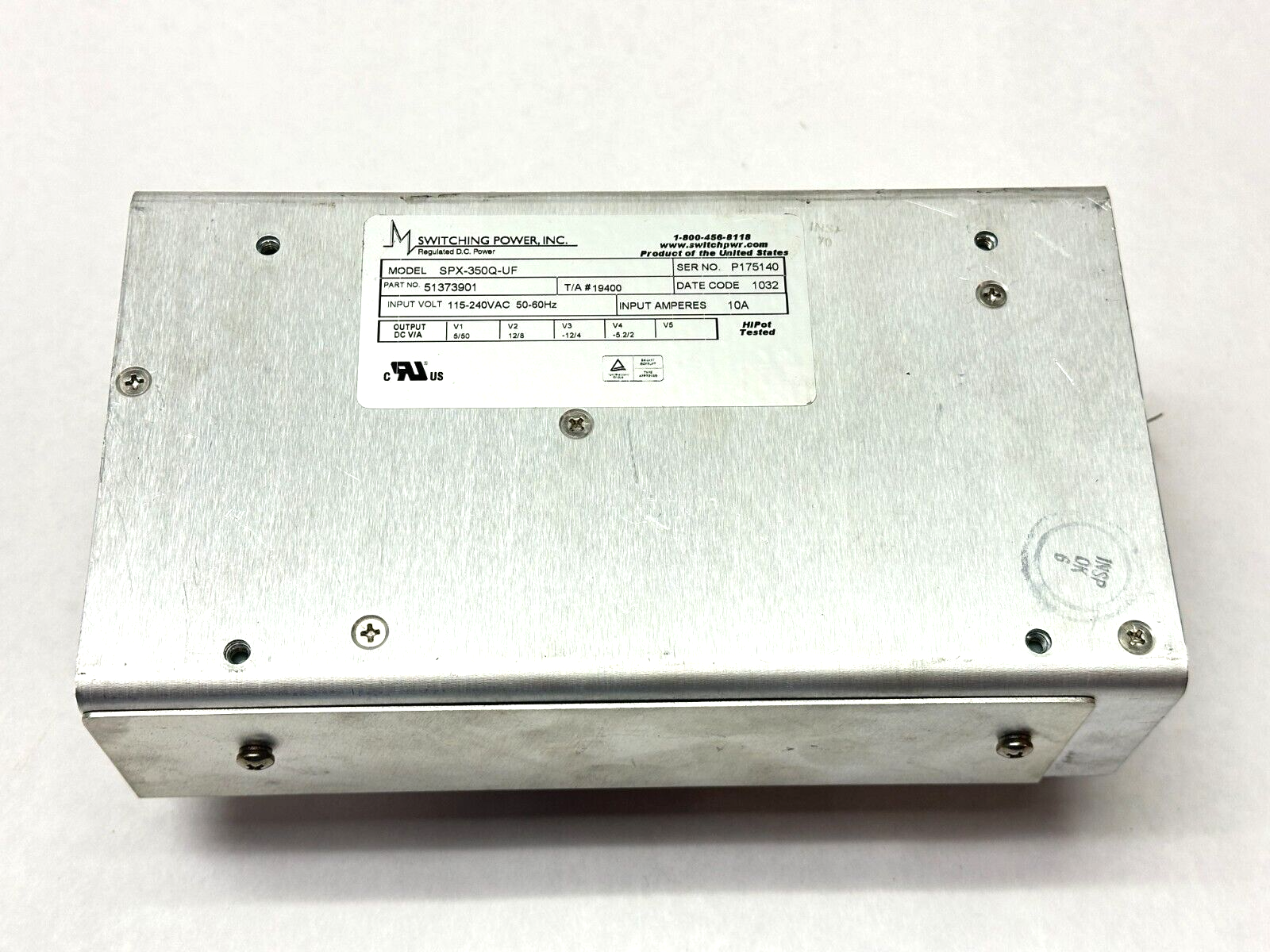 Switching Power Inc SPX-350Q-UF Regulated Power Supply 2-50A 5.2-12VDC 51373901 - Maverick Industrial Sales
