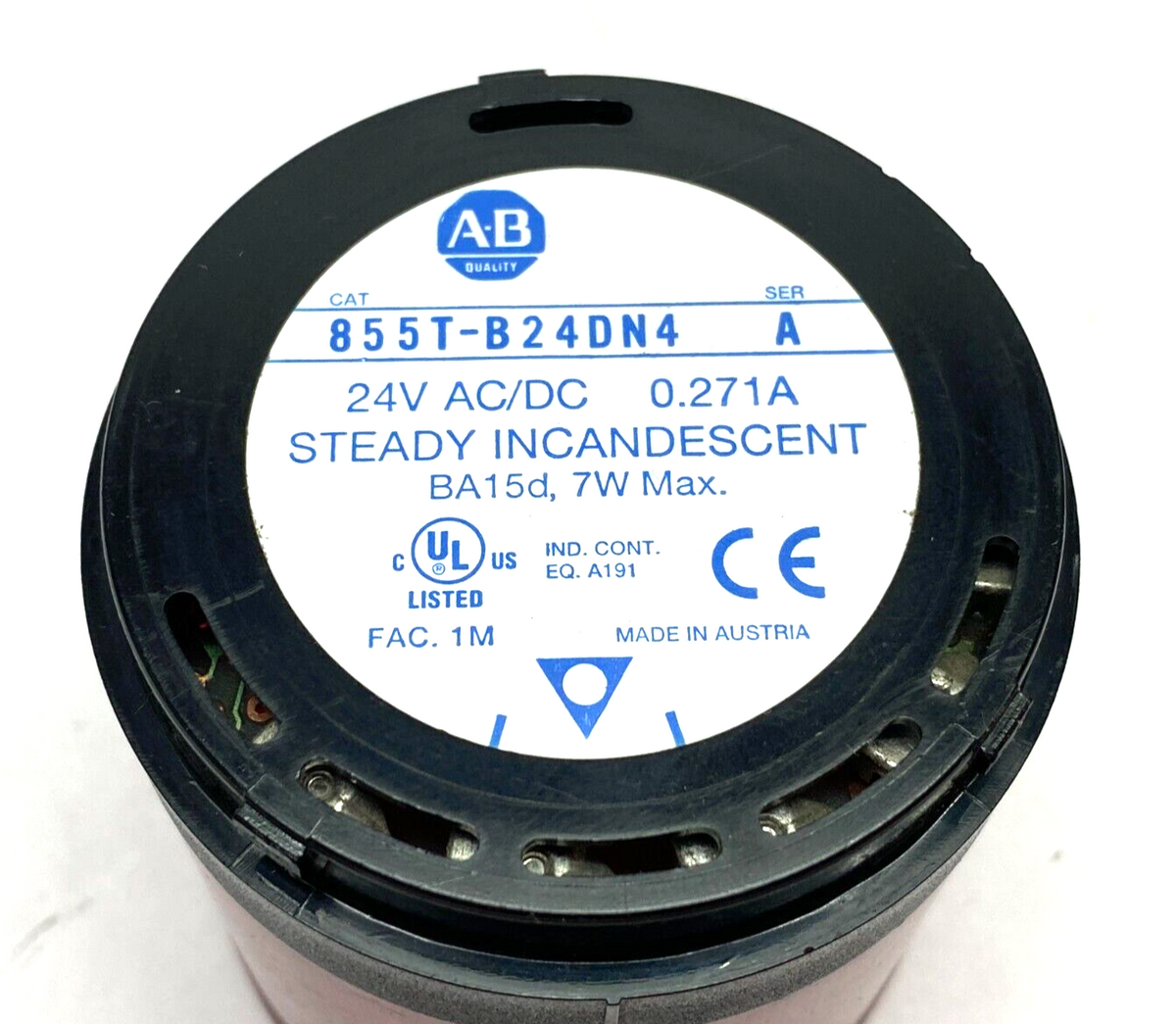 855T-B24DN4 | Allen Bradley Ser. A Steady Incandescent Stack Light Red 24V NO BULB - Used - Maverick Industrial Sales