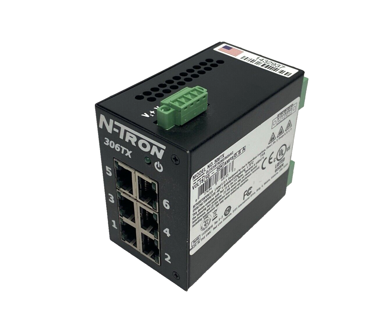 Red Lion N-TRON 306TX 6-Port Industrial Ethernet Switch 10/100BaseTX RJ-45 Ports - Maverick Industrial Sales
