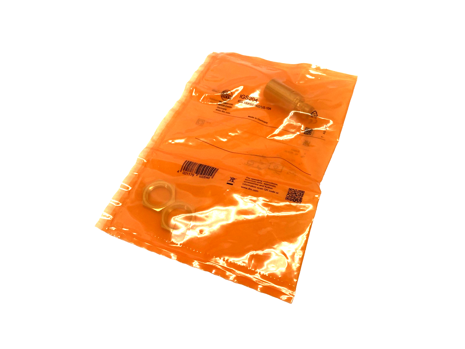 ifm IGS204 Inductive Sensor PNP N.O. M18 Thread, IGB3008BBPKG/US-104 - New - Maverick Industrial Sales