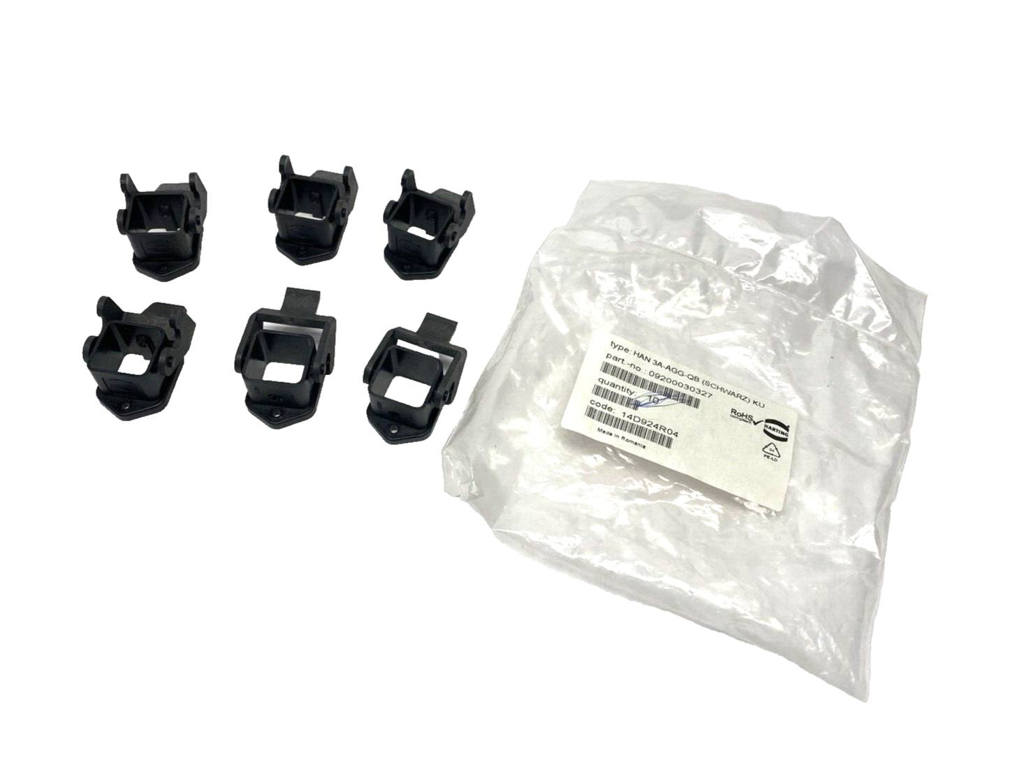 Harting 09200030327 Bulkhead Lever Locking Housing Han 3A-HBM/P-DL-black 6-PK - Maverick Industrial Sales