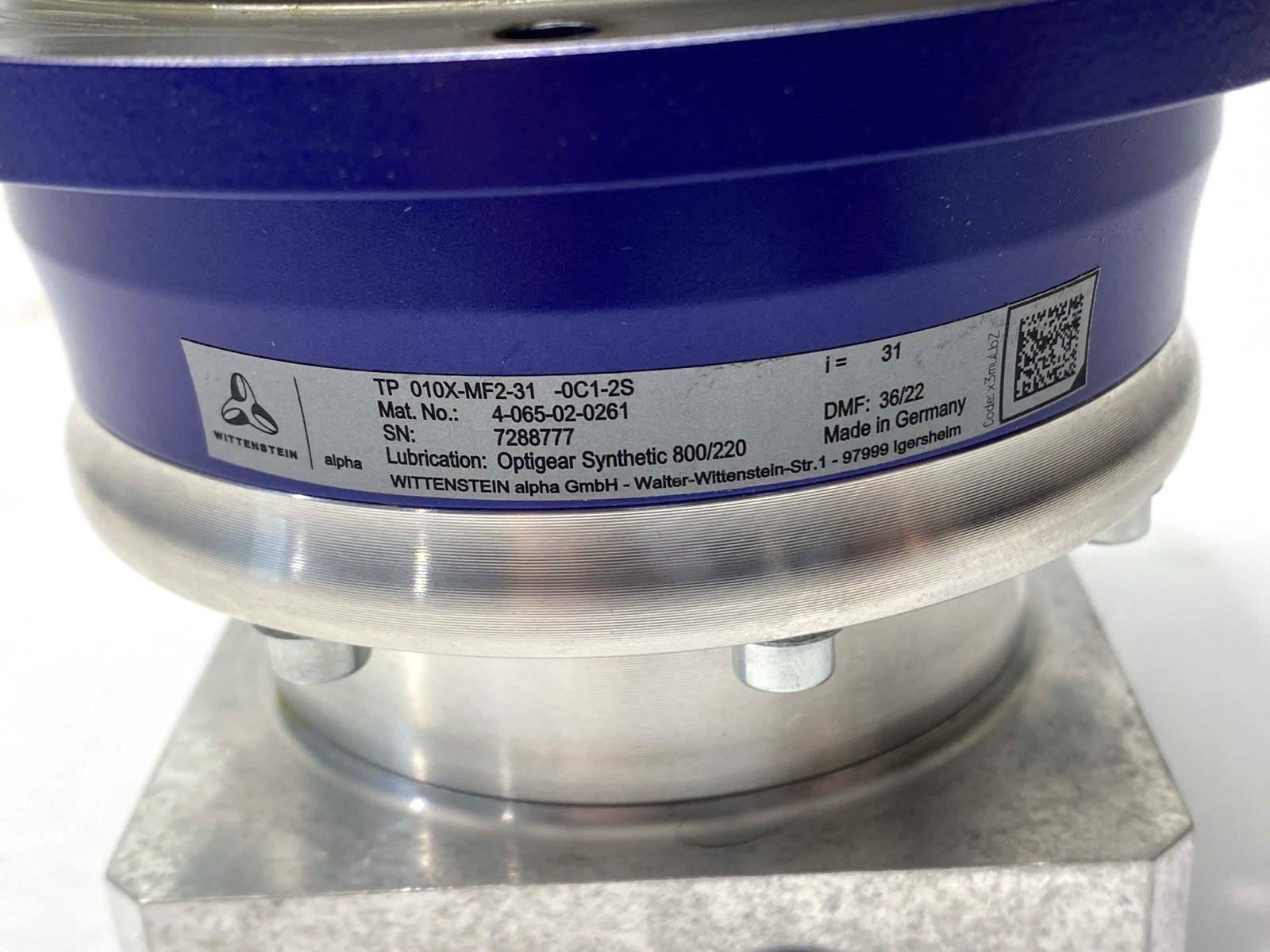 Wittenstein TP 010X-MF2-31-0C1-2S Alpha Planetary Reducer Gearbox 4-065-02-0261 - New – Open box - Maverick Industrial Sales