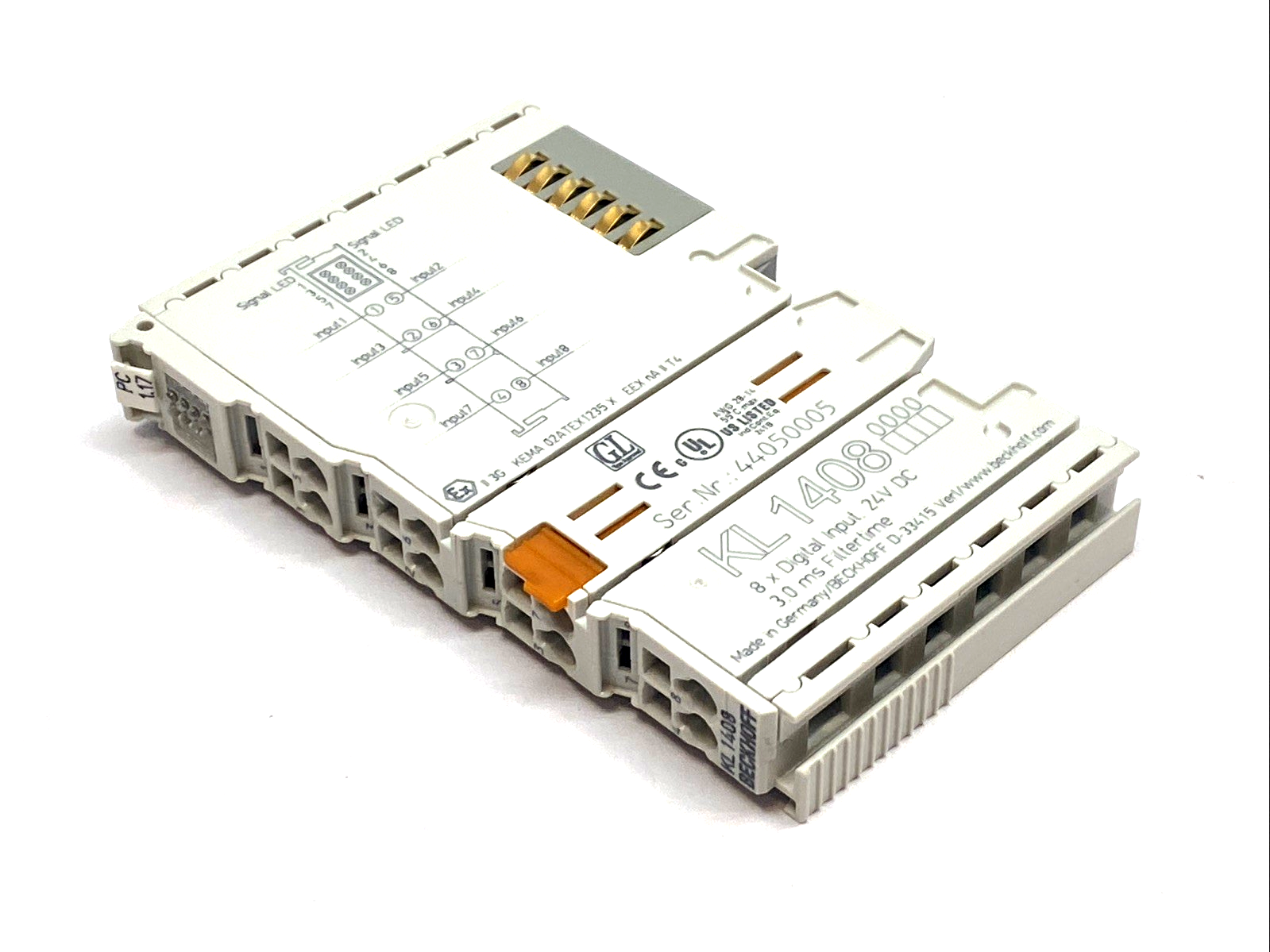 KL1408 | Beckhoff Bus Terminal 8‑Channel 24V DC Digital Input 3ms Filter 1‑Wire - Used - Maverick Industrial Sales