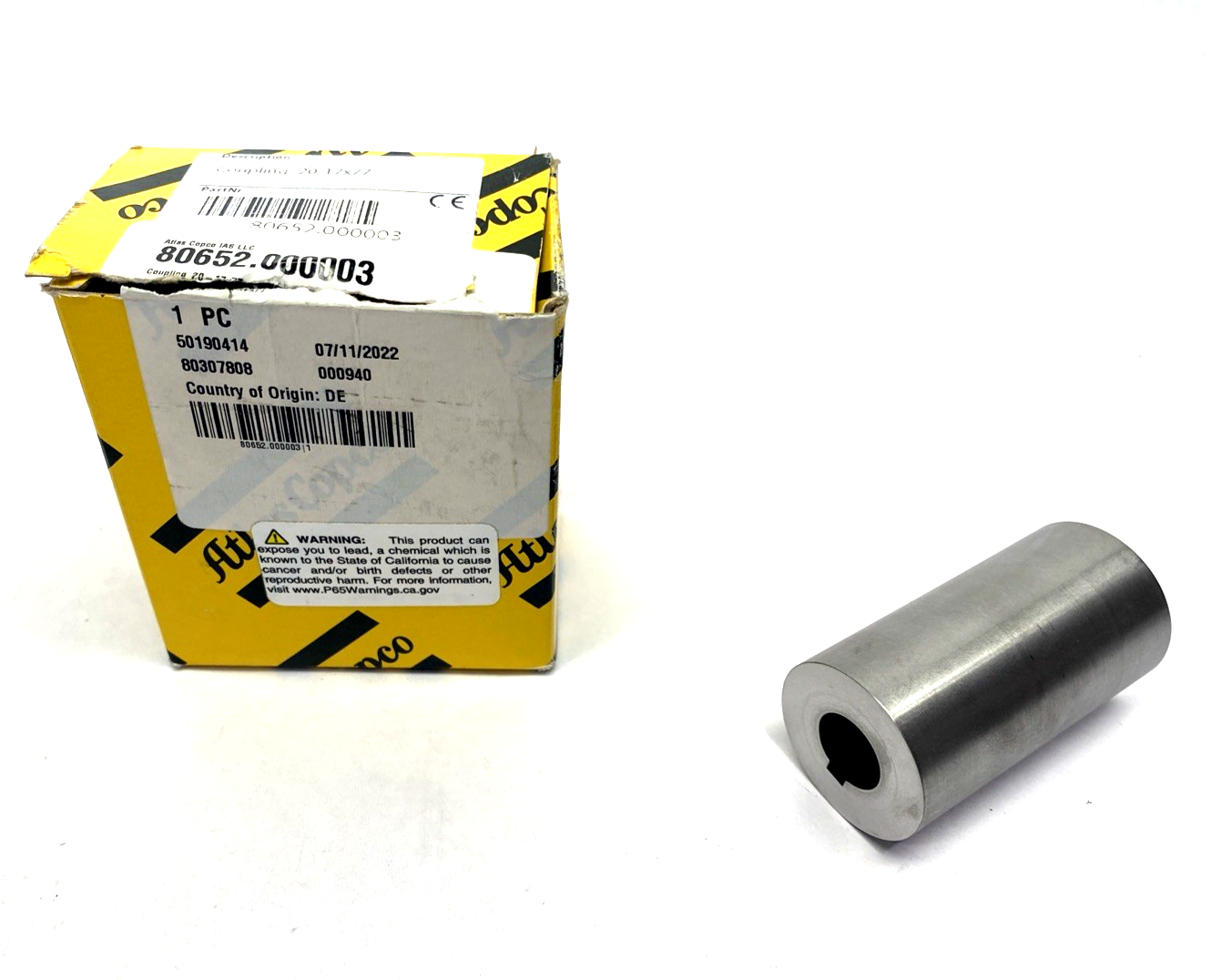 Atlas Copco 80652.000003 Shaft Coupling 20-17x77, 20mm ID To 17mm ID x 77mm Long - Maverick Industrial Sales