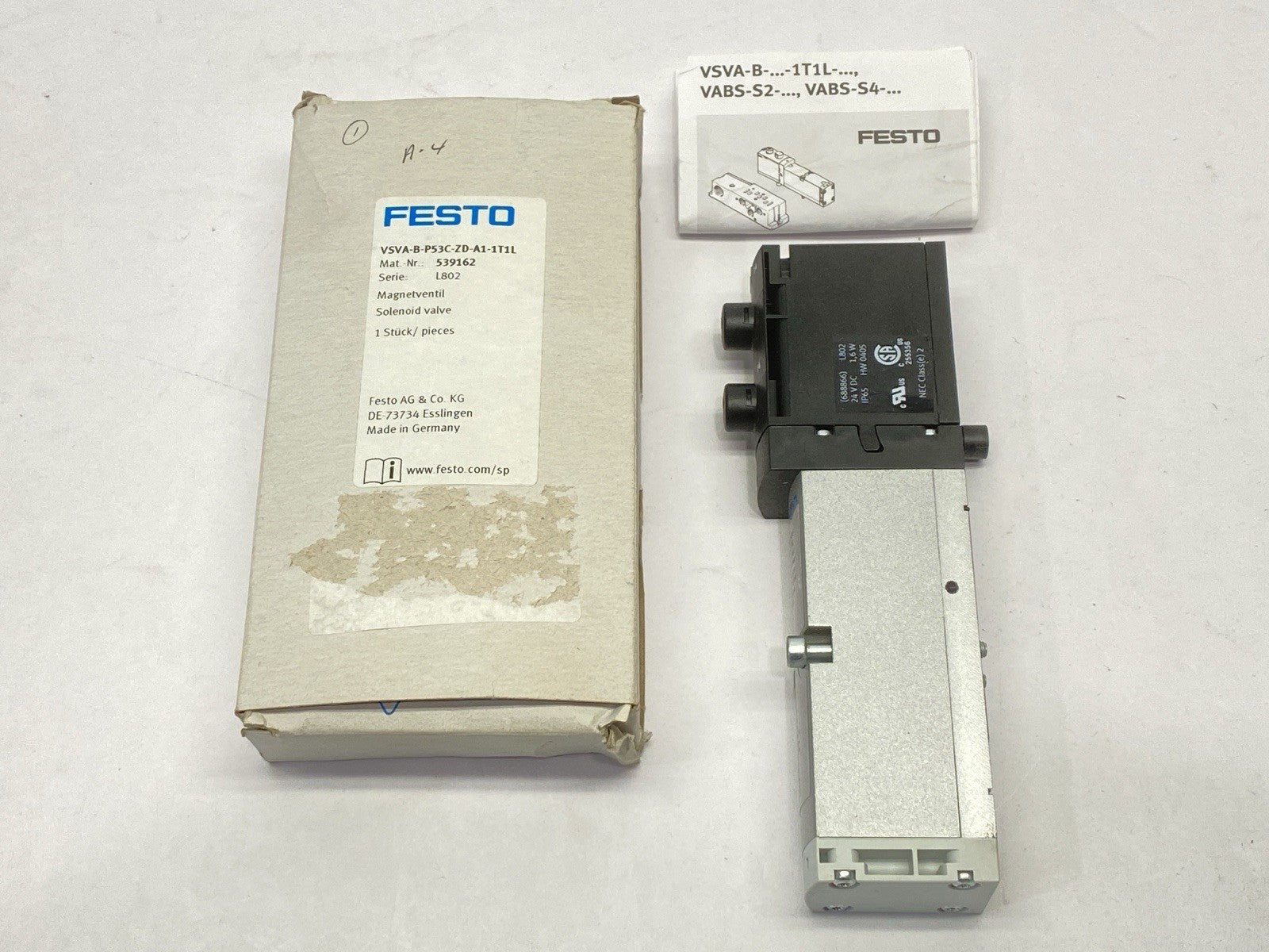 Festo VSVA-B-P53C-ZD-A1-1T1L Pneumatic Solenoid Valve 539162 - Maverick Industrial Sales