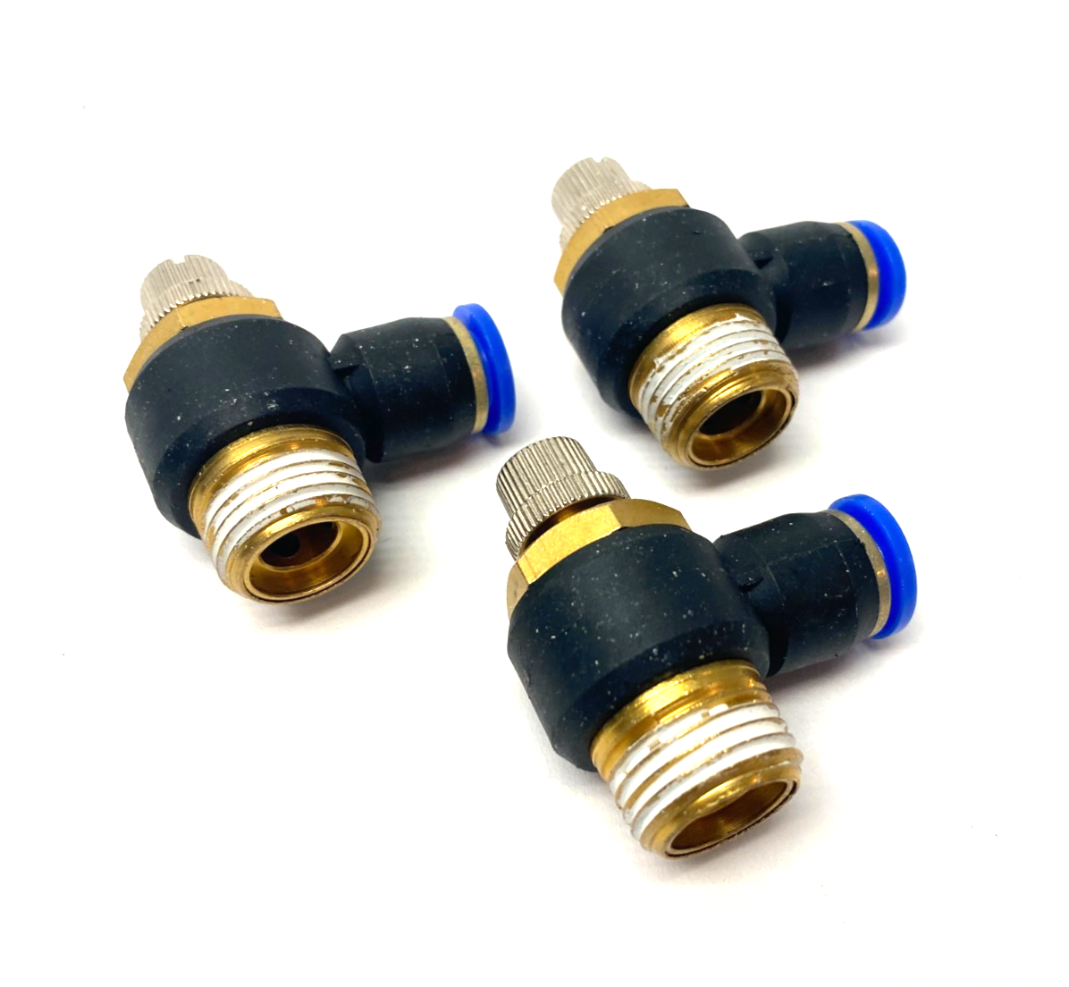 SNS JSC10-04 Flow Throttle/Speed Control Elbow Valve Fitting 10mm Tube LOT OF 3 - Maverick Industrial Sales