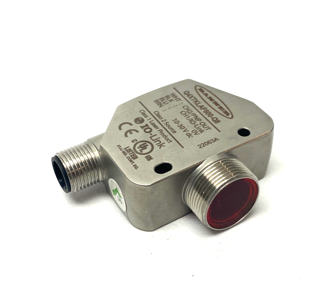 Banner Q4XTKLAF600-Q8 IO-Link Laser Distance Sensor 10-30VDC 801918 - Maverick Industrial Sales