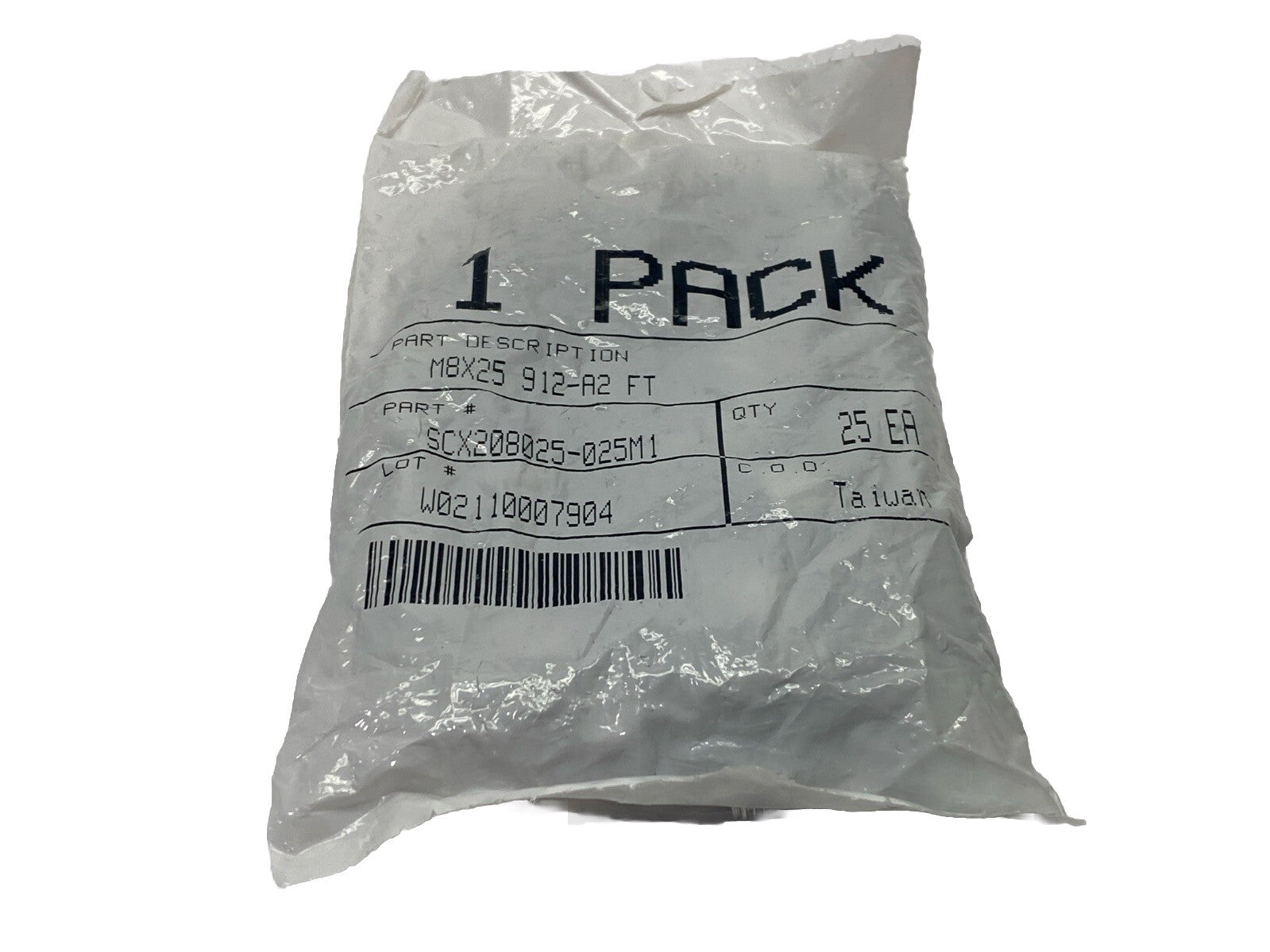 SCX208025-025M1 Socket Head Cap Screws M8X25 912-A2 FT PKG OF 25 - Maverick Industrial Sales