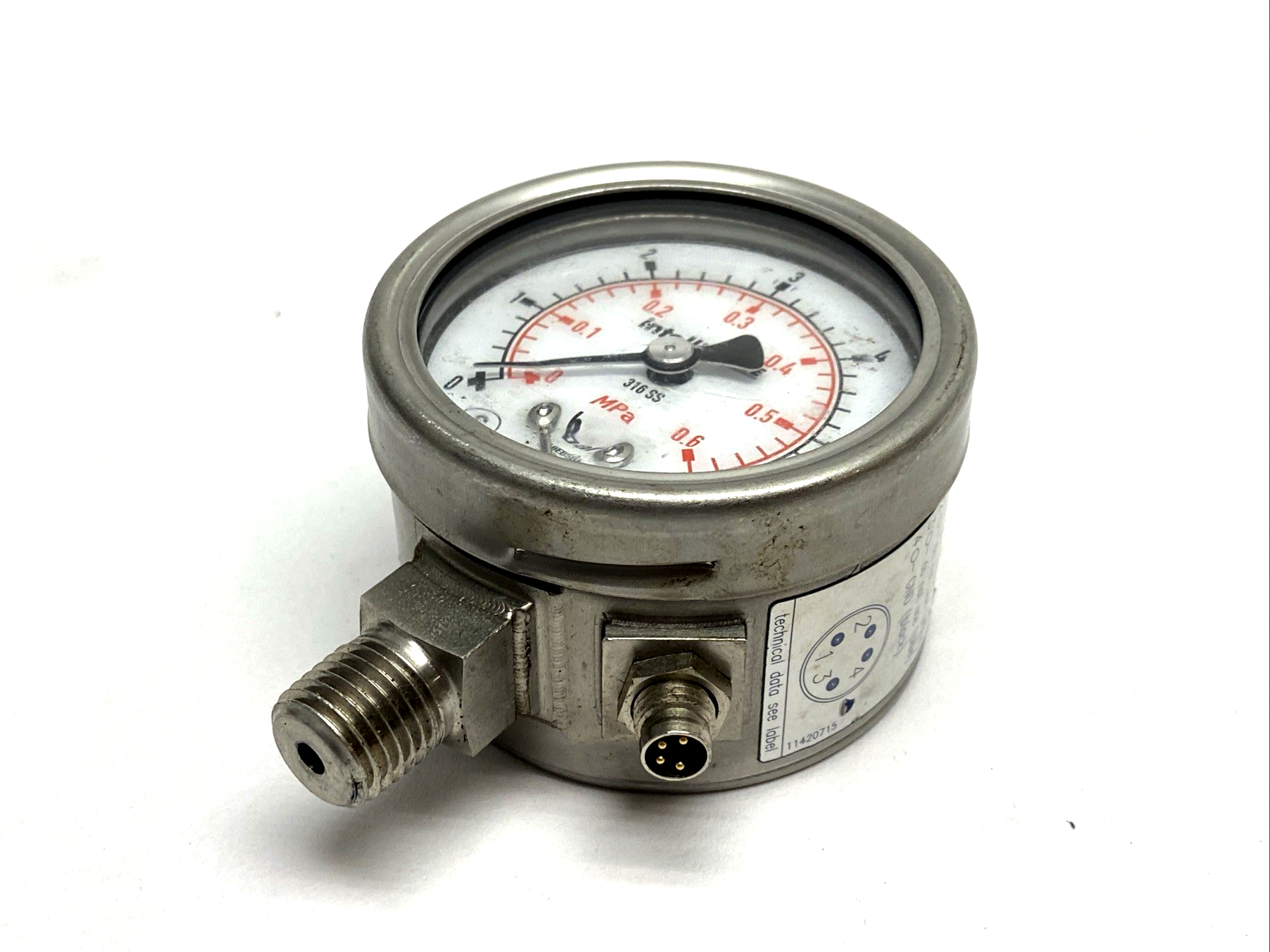 Wika PGT23.063 Bourdon Tube Pressure Gauge w/ Output Signal - Used - Maverick Industrial Sales