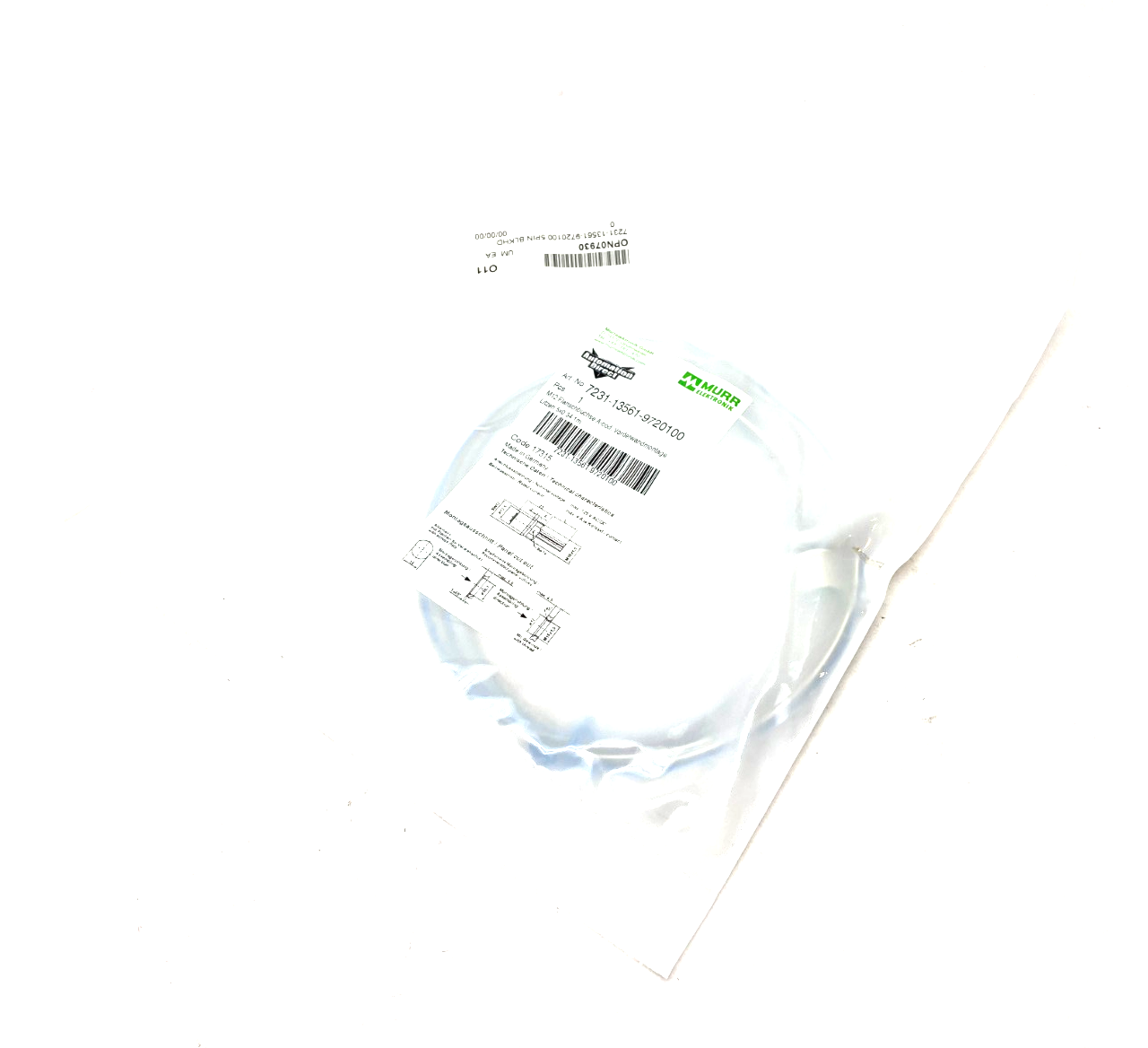 7231-13561-9720100 | Murrelektronik Bulkhead Pigtail Connector M12 A-coded - New - Maverick Industrial Sales