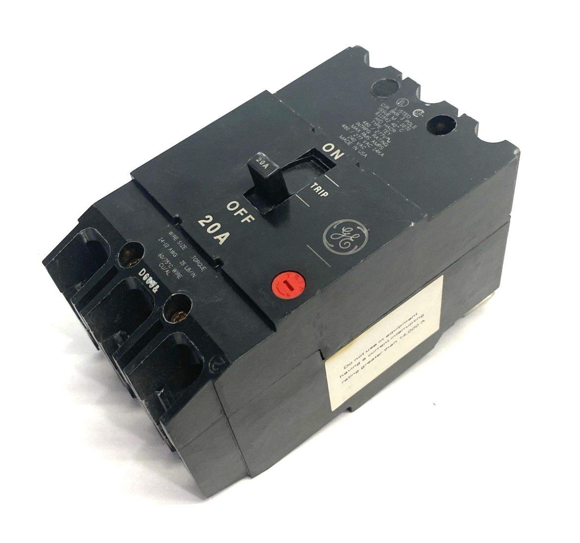 M-1070 20A | General Electric Circuit Breaker 3-Pole HID HACR Type TEY- Used - Maverick Industrial Sales