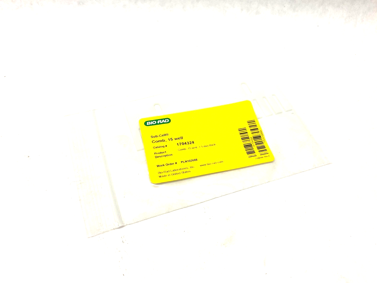 Bio Rad 1704324 Adjustable Height Comb 15-Well 1.5mm for SUb-Cell/Mini Sub-Cell - Maverick Industrial Sales