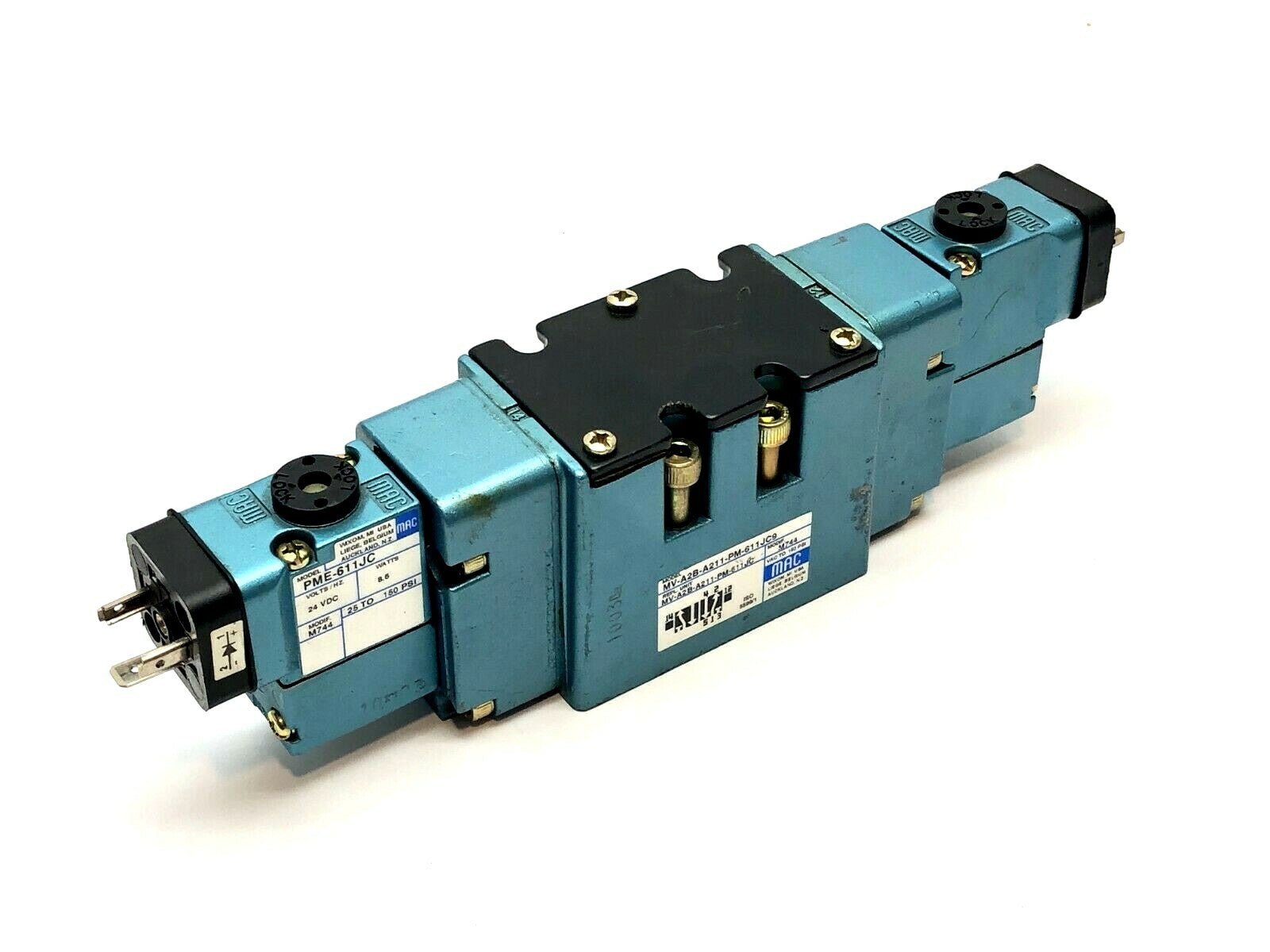 Solenoid Pilot Operated Valve | MAC Valves MV-A2B-A211-PM-611JC9 w/ Solenoids - Used - Maverick Industrial Sales