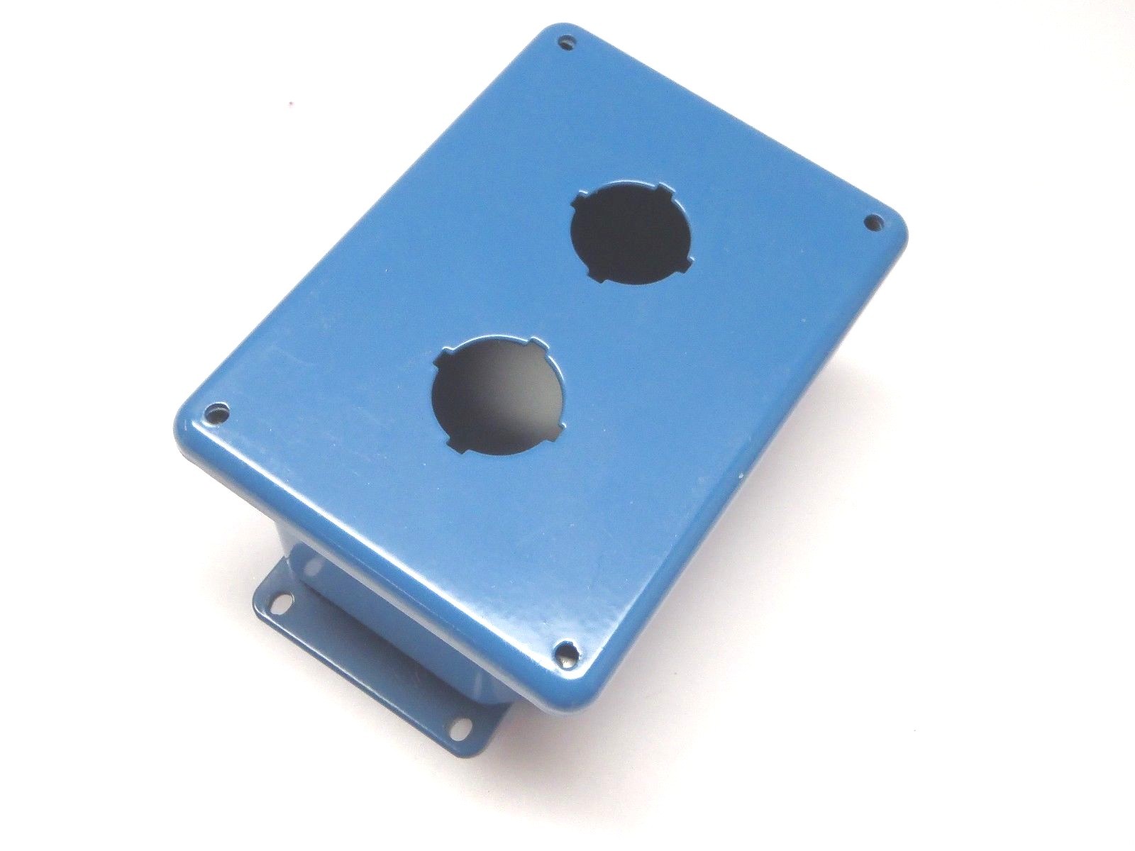Hoffman ED2PB Push Button Enclosure 2-Hole Blue MISSING HARDWARE - Maverick Industrial Sales