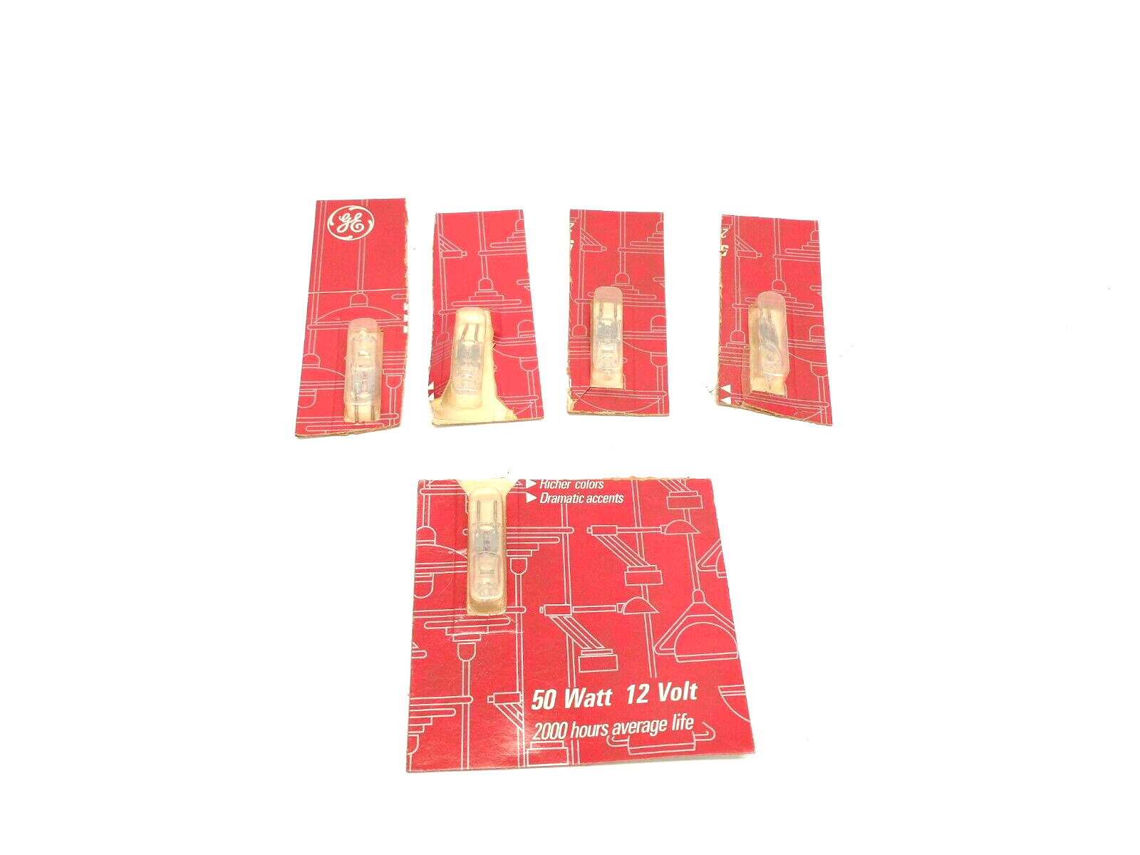 GE General Electric 19376 Halogen Bulb 12V 50W 050T4/CL/CD LOT OF 5 - New – Open box - Maverick Industrial Sales