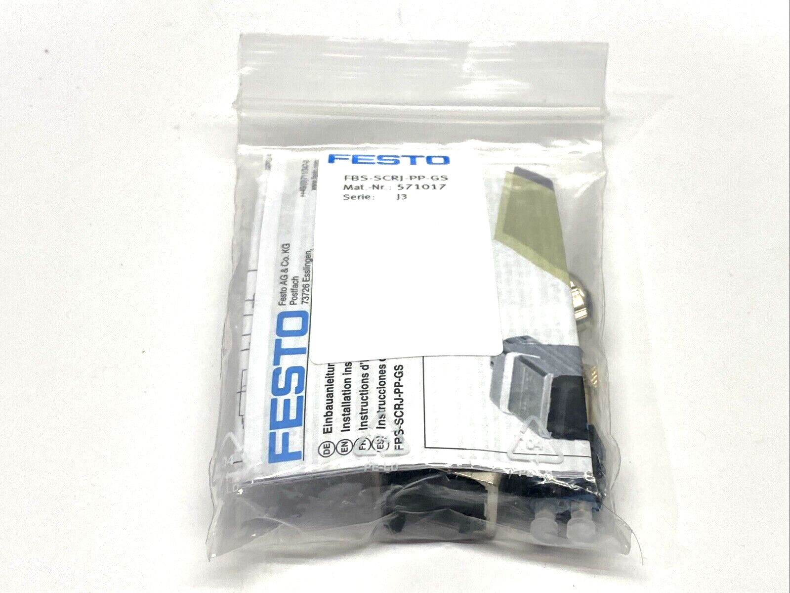 Festo FBS-SCRJ-PP-GS End Connector 571017 - New – Open box - Maverick Industrial Sales