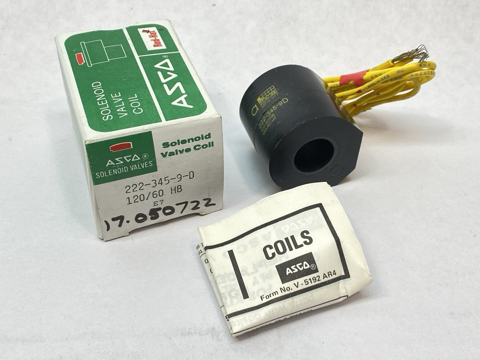 Asco 222-345-9-D Red Hat Solenoid Valve Coil 120/60 HB - Maverick Industrial Sales