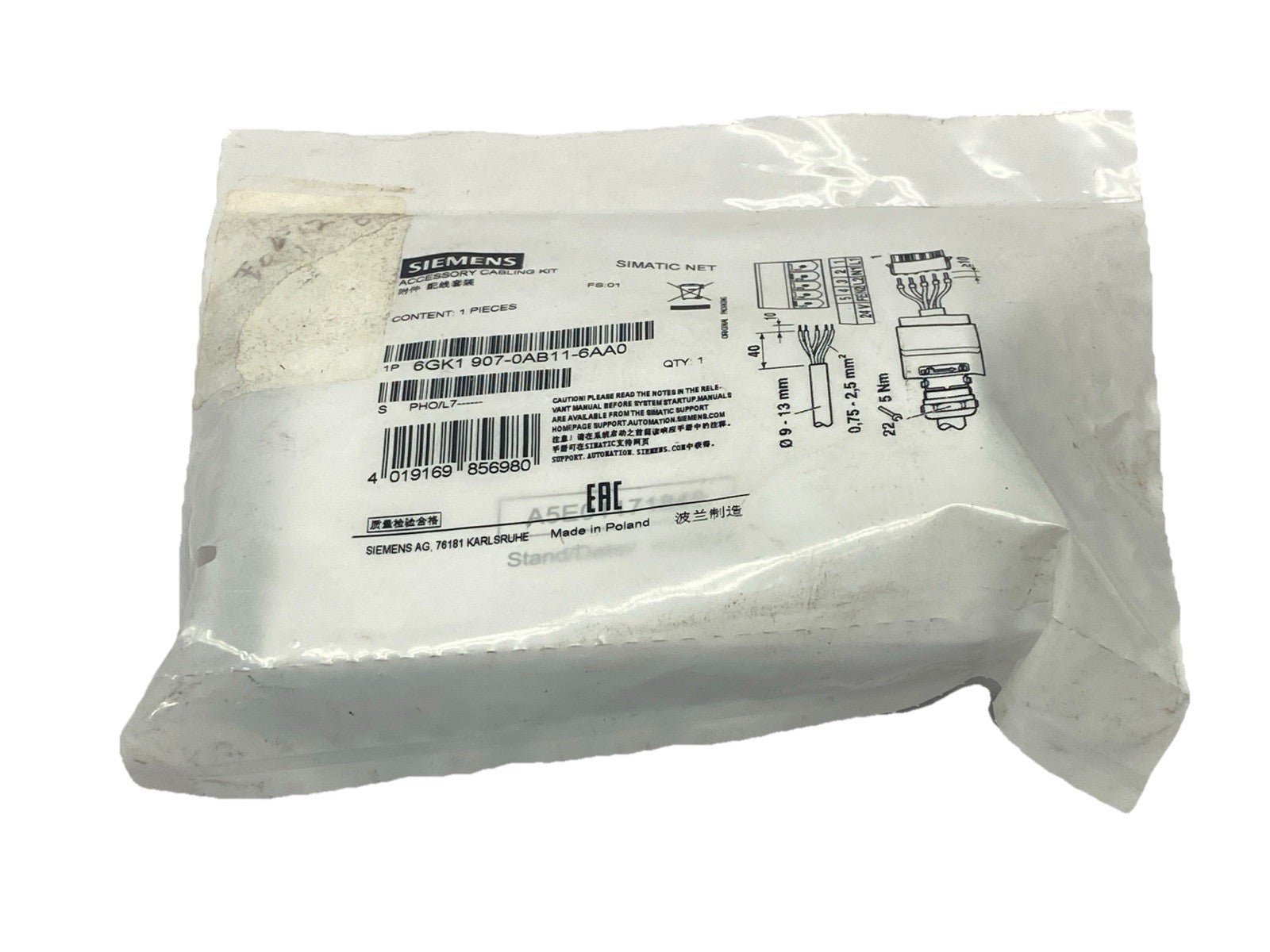 Siemens 6GK1 907-0AB11-6AA0 Power Plug PRO 5-Pole Connector - Maverick Industrial Sales