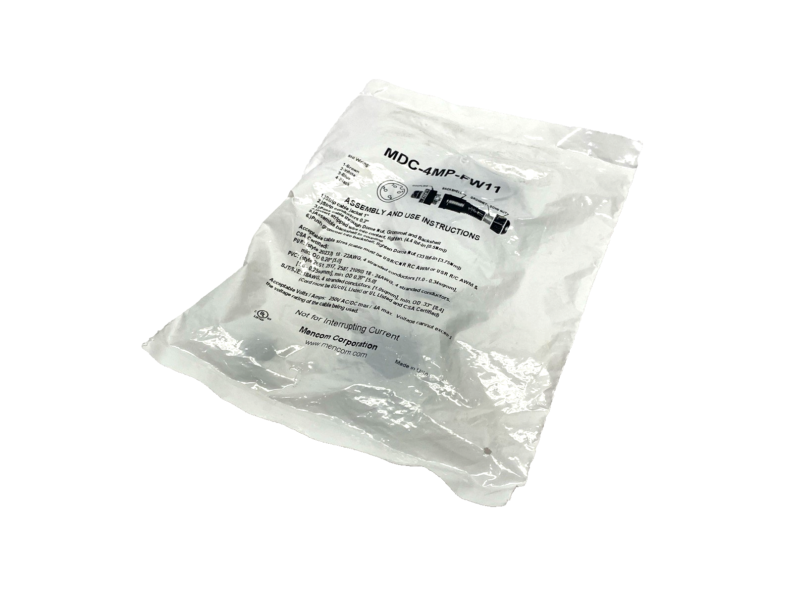 MDC-4MP-FW11 | Mencom Field Wireable Connector Micro-DC M12 Male 4-Pin 5-10mm PG11 - New - Maverick Industrial Sales