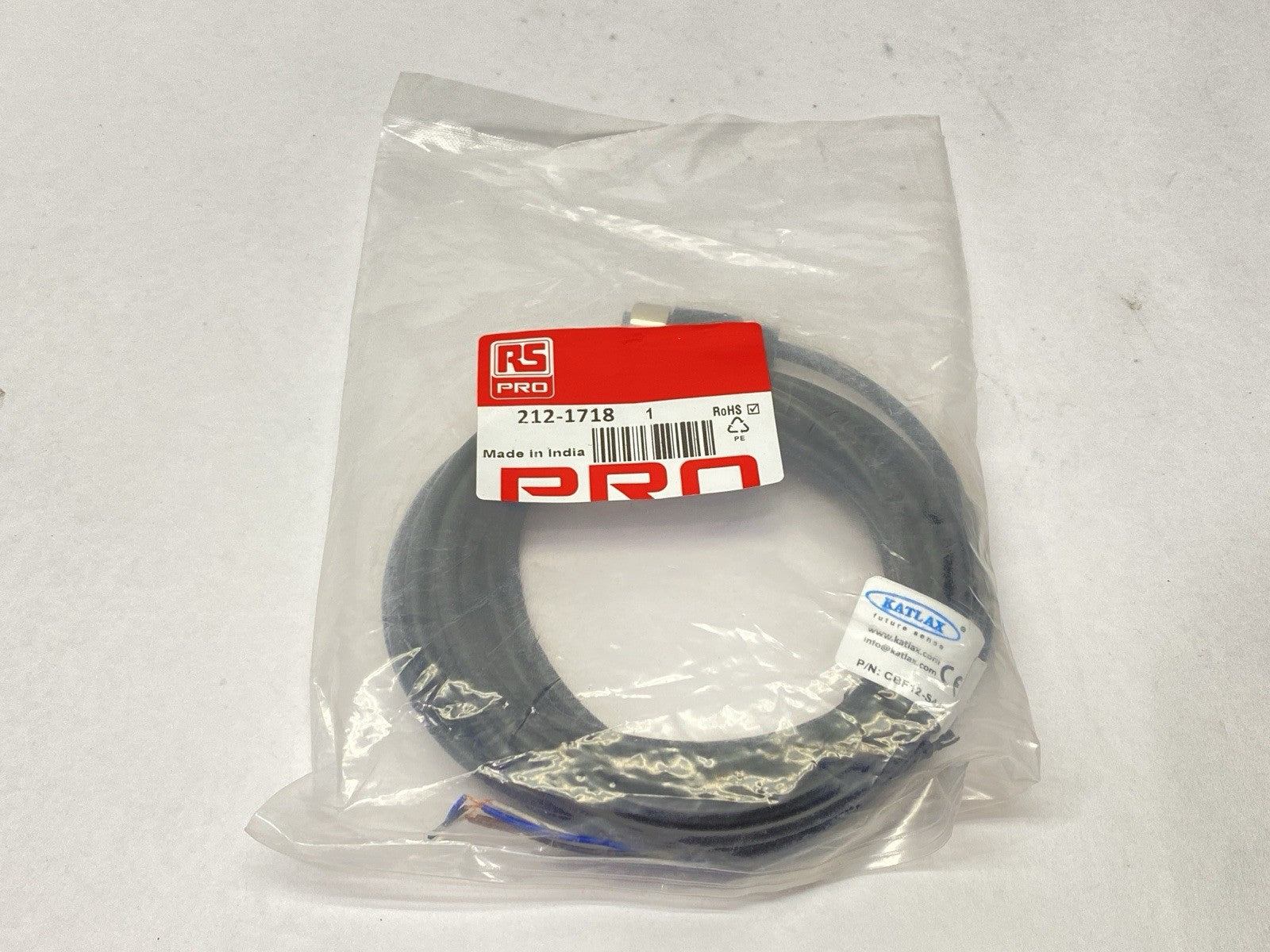 RS Pro 212-1718 Single Ended Cordset Female M12 4-Pin 5m - Maverick Industrial Sales