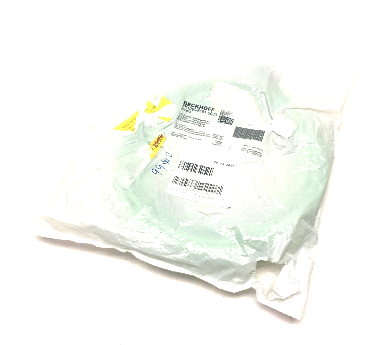 Beckhoff ZK1090-6161-0030 Double Ended EtherCAT Cable M12 4-Pin 3m Length 090973 - Maverick Industrial Sales