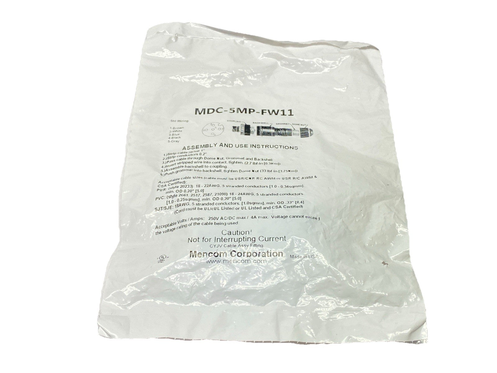 MDC-5MP-FW11 | Mencom Field Wireable Connector Male M12 5-Pole - New - Maverick Industrial Sales