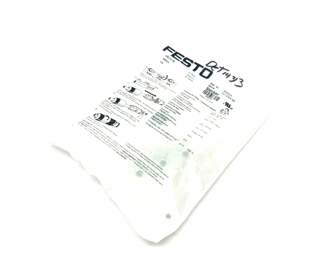 Festo NECU-S-M8G3-HX Field Wireable Connector M8 3-Pin 562024 - Maverick Industrial Sales