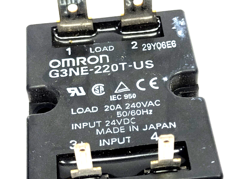 Omron G3NE-220T-US Solid State Relay 240VAC 20A Load 24VDC Input - Maverick Industrial Sales