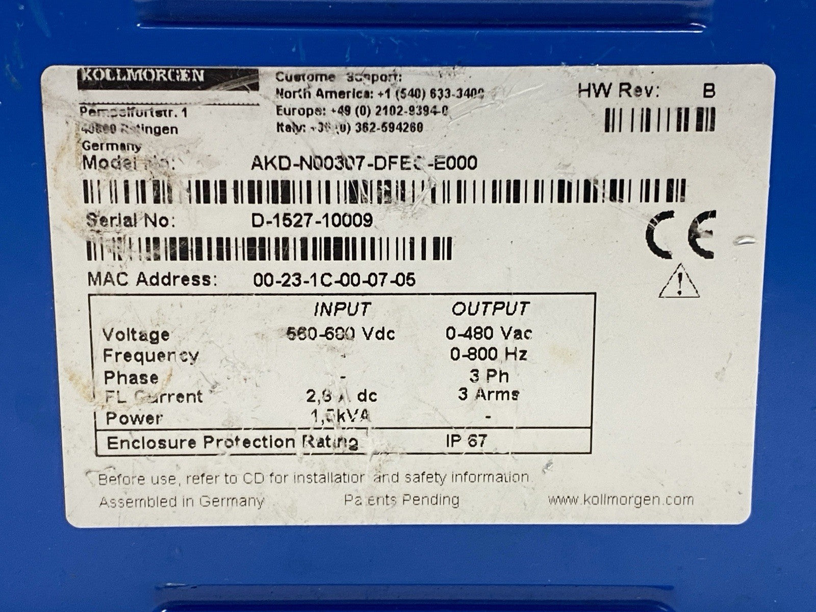 Kollmorgen AKD-N00307-DFEC-E000 Decentralized Servo Drive - Maverick Industrial Sales