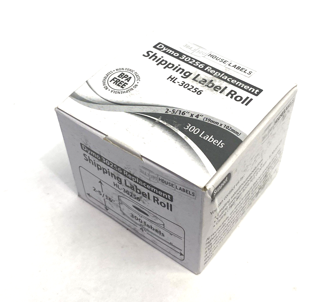 30256 | House Labels Dymo Replacement Label Roll 2-5/16" x 4" 300/Roll White - New – Open box - Maverick Industrial Sales