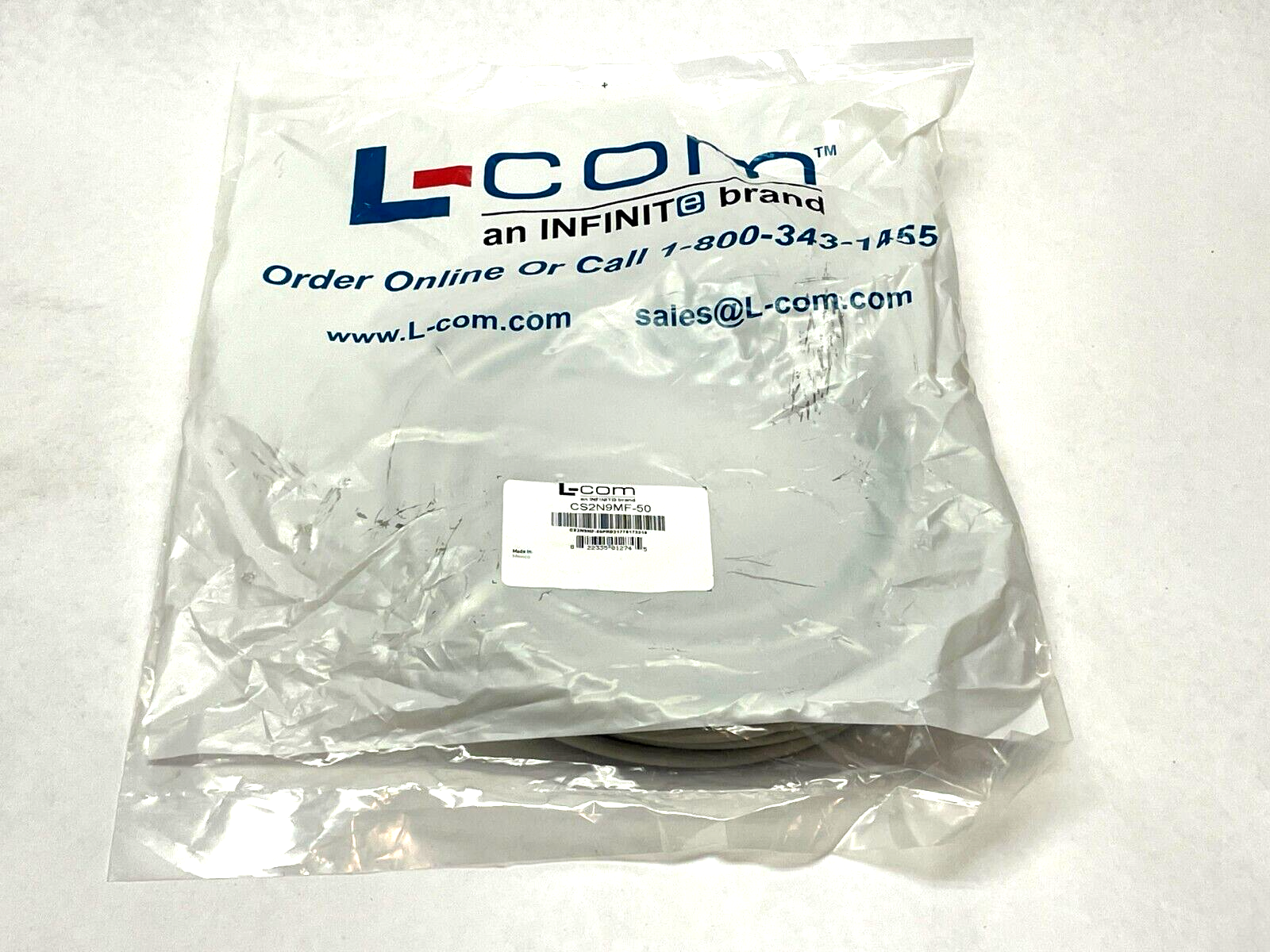L-Com CS2N9MF-50 D-Sub Cable 50ft Length - New - Maverick Industrial Sales