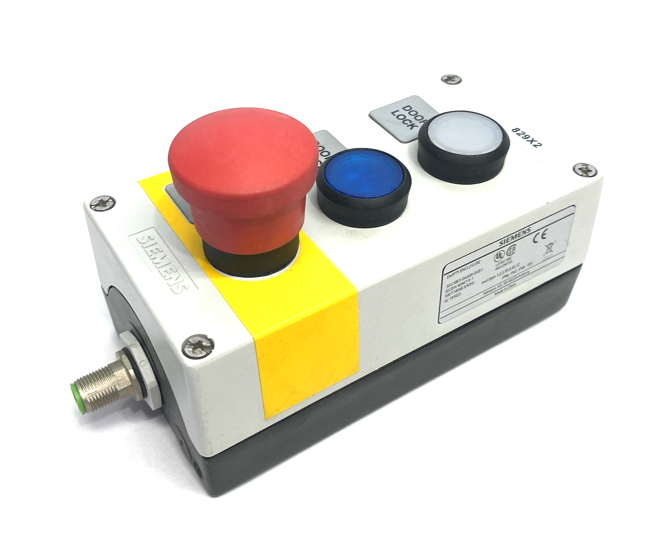 3SU1853-0AA00-0AB1 | Siemens Enclosure w/ E-Stop, Dual Illuminated Pushbuttons - Used - Maverick Industrial Sales