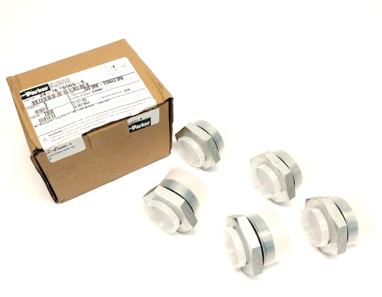 Parker 24-16 F50G5-S Pipe & Port Reducer, Expander 1-7/8"-12, 1-5/16"-12, 5 PACK - New – Open box - Maverick Industrial Sales