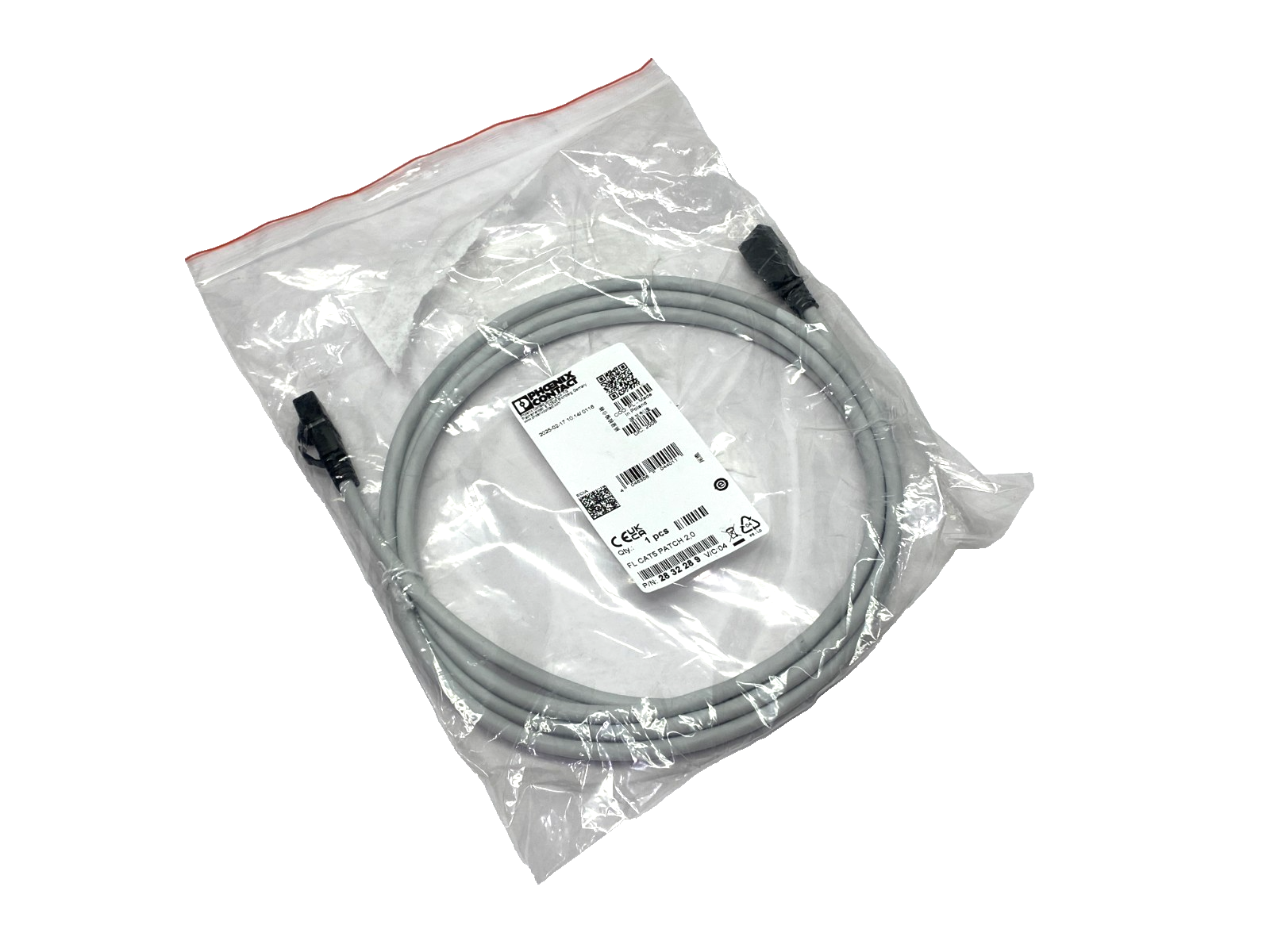 2832289 | Phoenix Contact FL CAT5 PATCH 2,0 Double Ended Patch Cable RJ45 Male - New - Maverick Industrial Sales