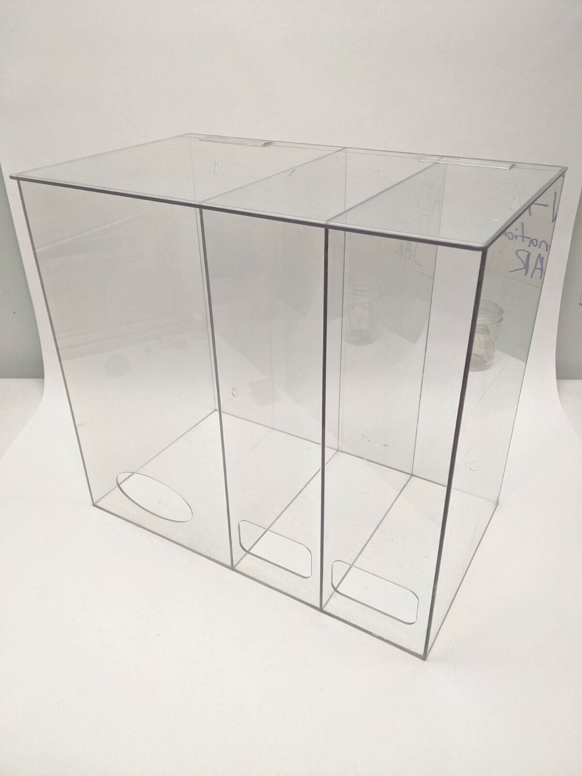 AK-1479 | AK 1479 Acrylic Shoe Cover Hairnet Dispenser 3 Compartment 18"x19-1/2"x11-1/2" - Used - Maverick Industrial Sales