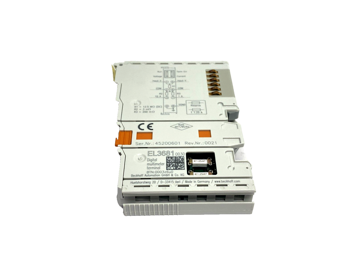 EL3681-0030 | Beckhoff EtherCAT Multimeter Terminal, 1-Ch Analog Input 300V 10A - Used - Maverick Industrial Sales