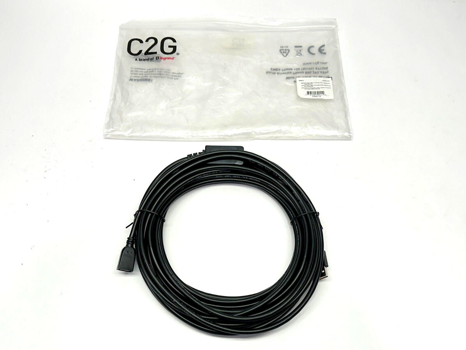 39011 | C2G USB A Male to A Female Active Extension Cable Plenum 32ft - Open box - Maverick Industrial Sales