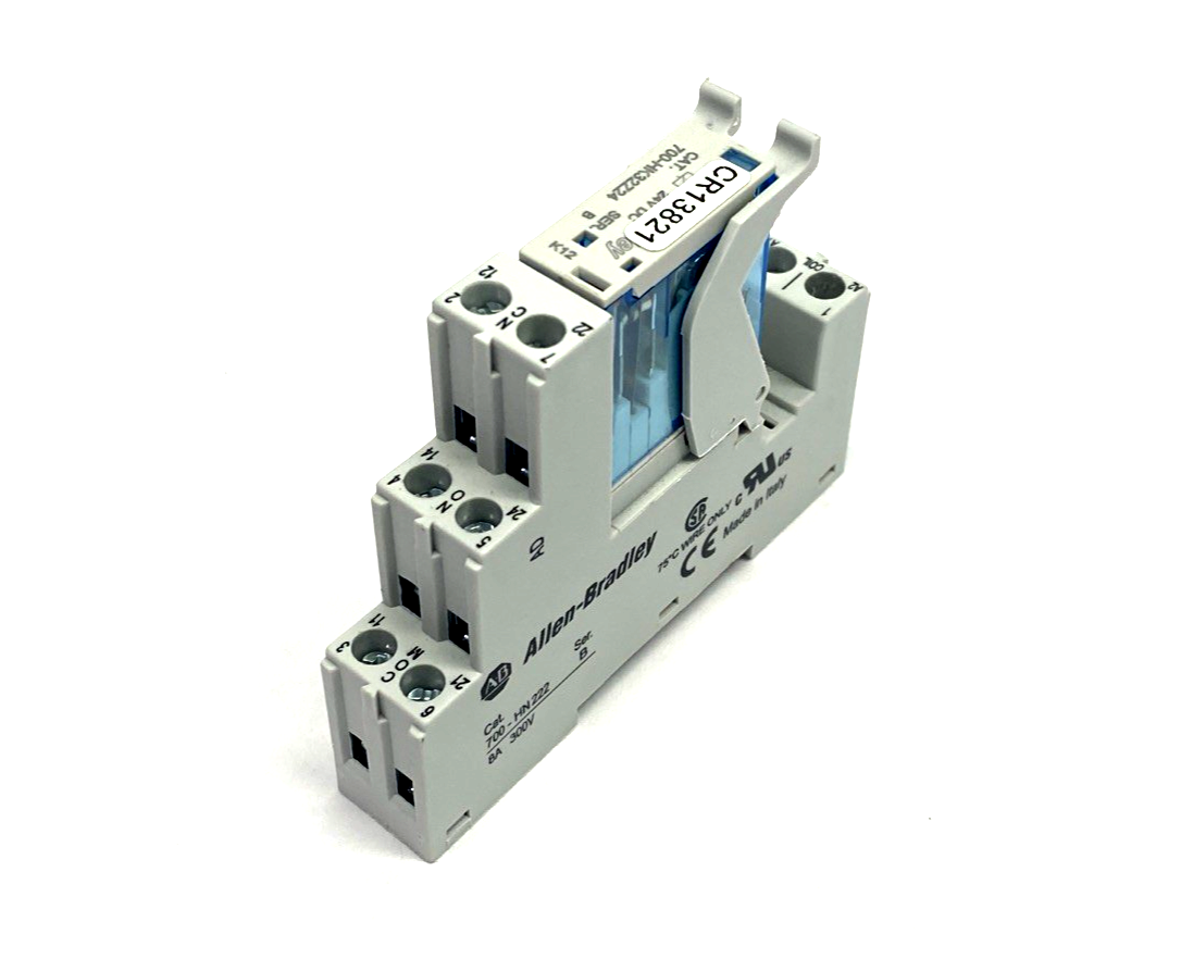 700-HK32Z24 | Allen Bradley Ser. B Plug In Relay 24V DC & 700-HN222 Socket/Base 8A - Used - Maverick Industrial Sales