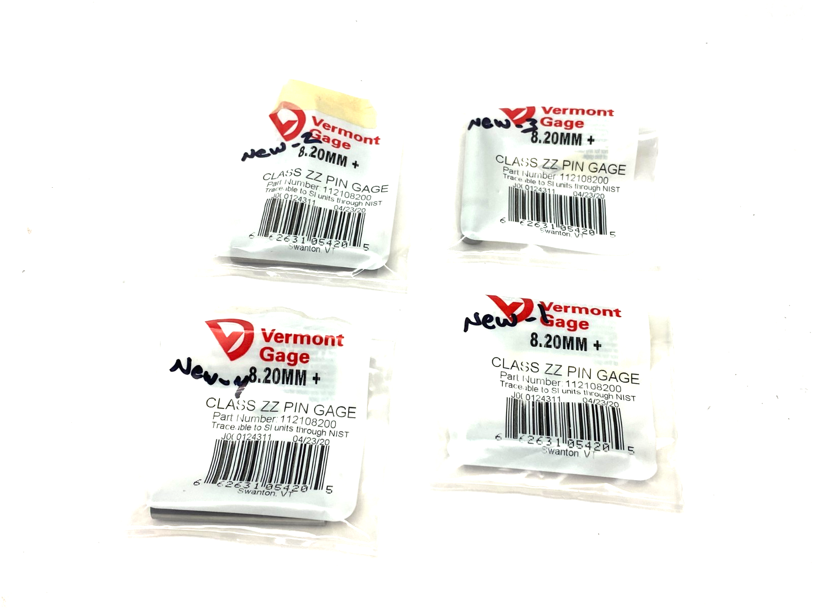 112108200 | Vermont Gage Class ZZ Plus Pin Gage LOT OF 4 - New Other - Maverick Industrial Sales