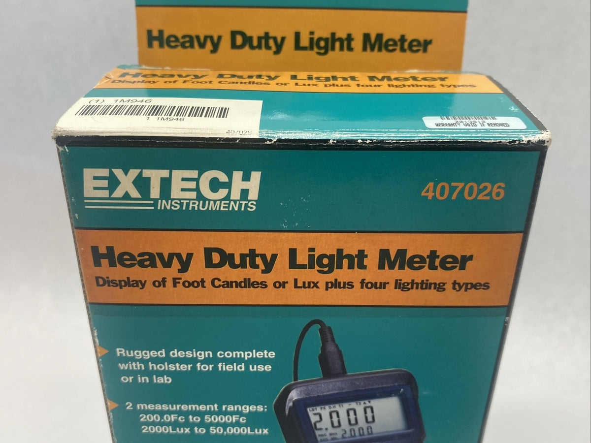 407026 | Extech Heavy Duty Light Meter with PC Interface, 4-Lighting Settings - New – Open box - Maverick Industrial Sales