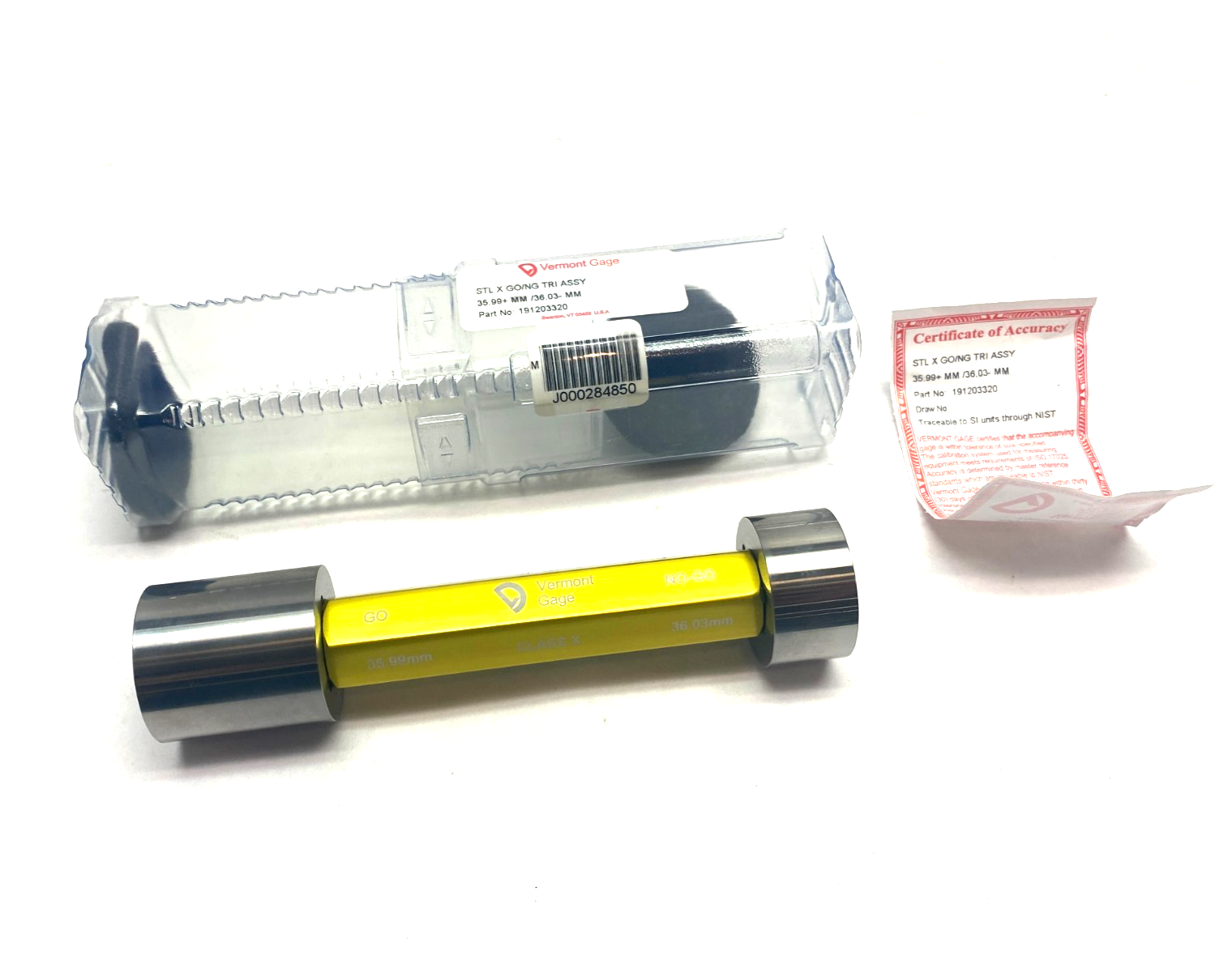 Vermont Gage 191203320 Trilock GO/NO-GO Assembly Steel Class X 35.99+mm/36.03-mm - Maverick Industrial Sales