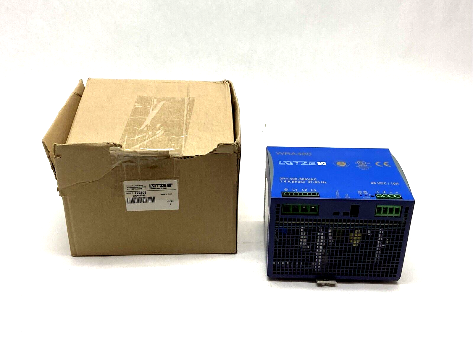 WRA480-48 | LUTZE Power Supply 3-Phase 480W 48V 10A 722809 - New – Open box - Maverick Industrial Sales