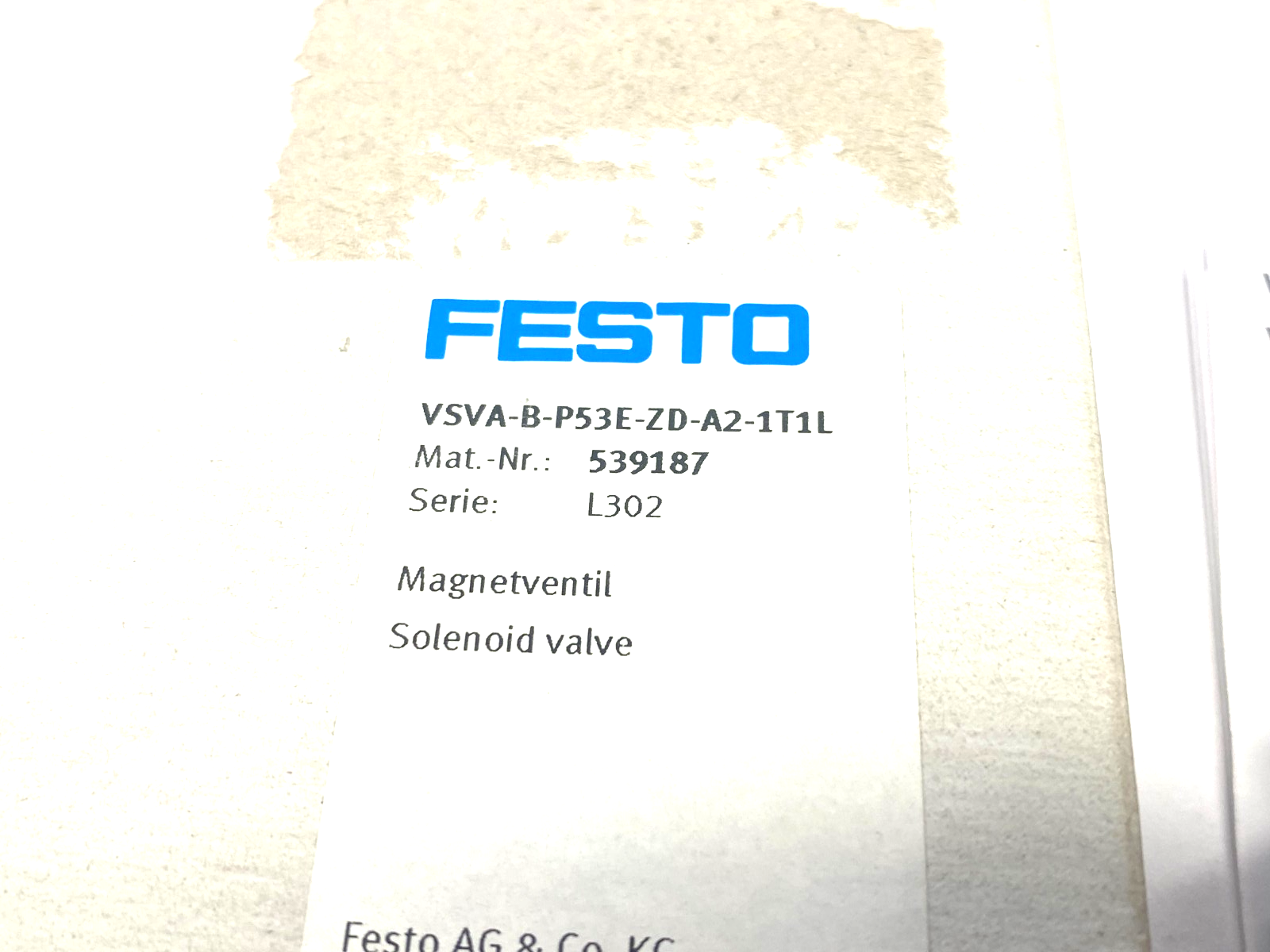 Festo VSVA-B-P53E-ZD-A2-1T1L Solenoid Valve, 5/3, Exhausted 539187 - Maverick Industrial Sales