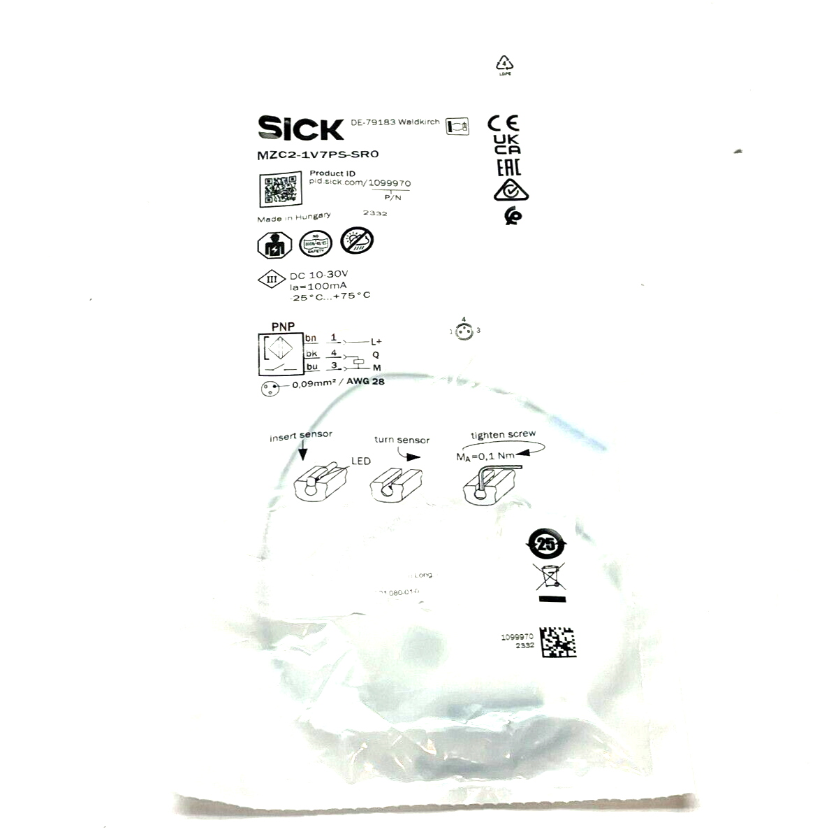 Sick MZC2-1V7PS-SR0 C-Slot Magnetic Cylinder Sensor M8 3-Pin 1099970 - Maverick Industrial Sales