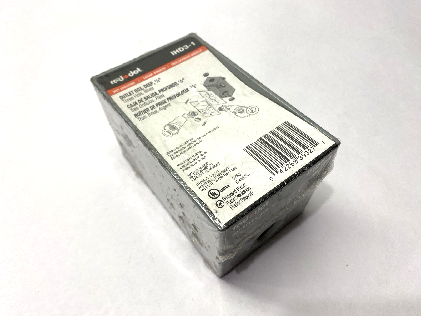 Red Dot IHD3-1 Deep Outlet Box Three Hole 1/2" - New – Open box - Maverick Industrial Sales