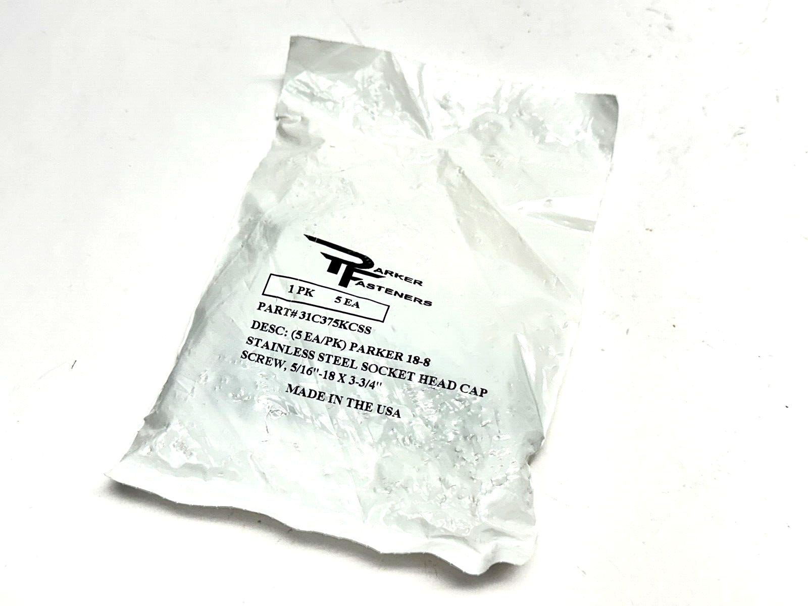 Parker 31C375KCSS 18-8 SS Socket Head Cap Screw 5/16"-18 x 3-3/4" LOT OF 5 - New - Maverick Industrial Sales