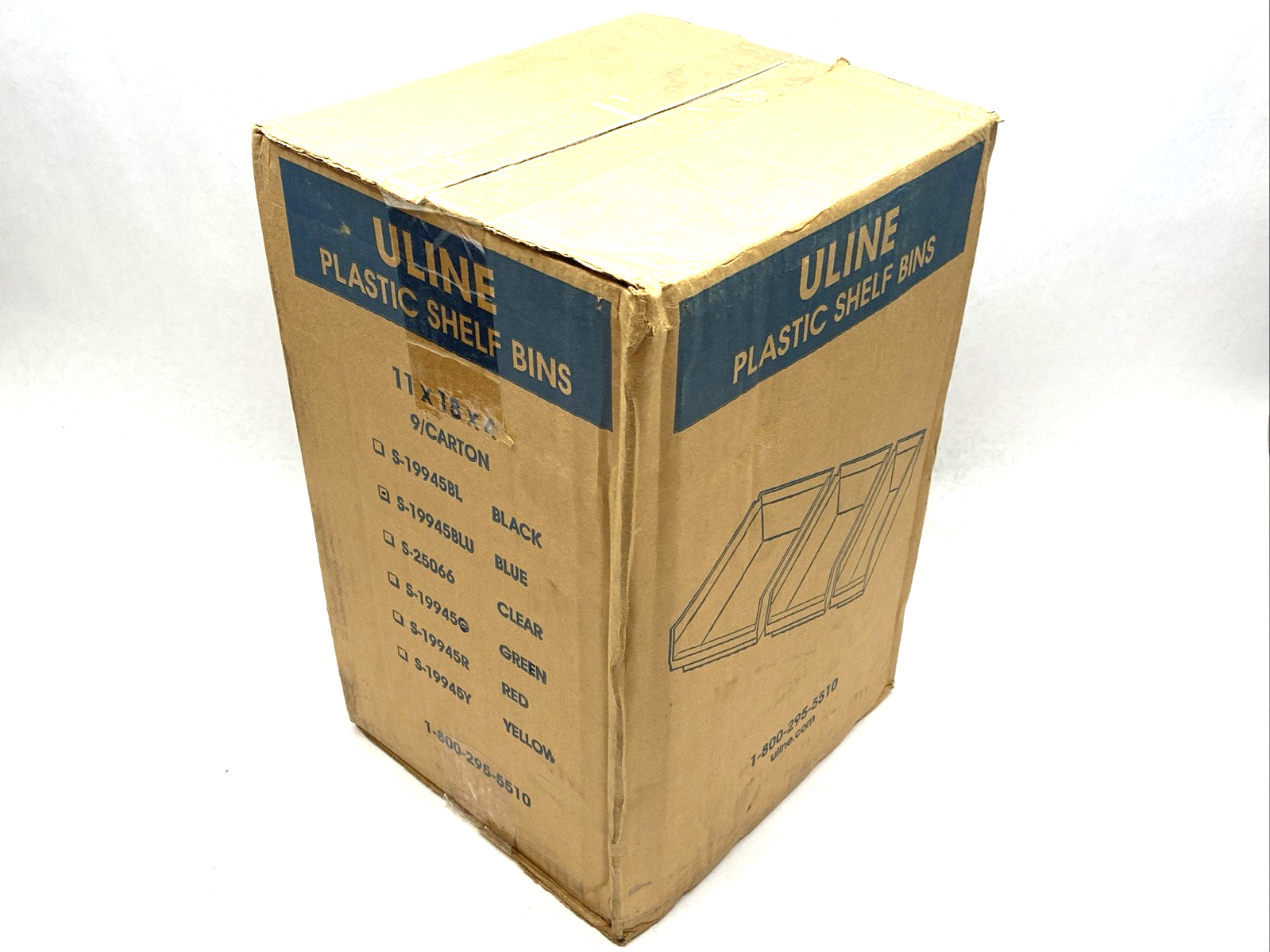 Uline S-19945BLU Blue Plastic Shelf Bins 11" x 18" x 4" LOT OF 9 - Maverick Industrial Sales