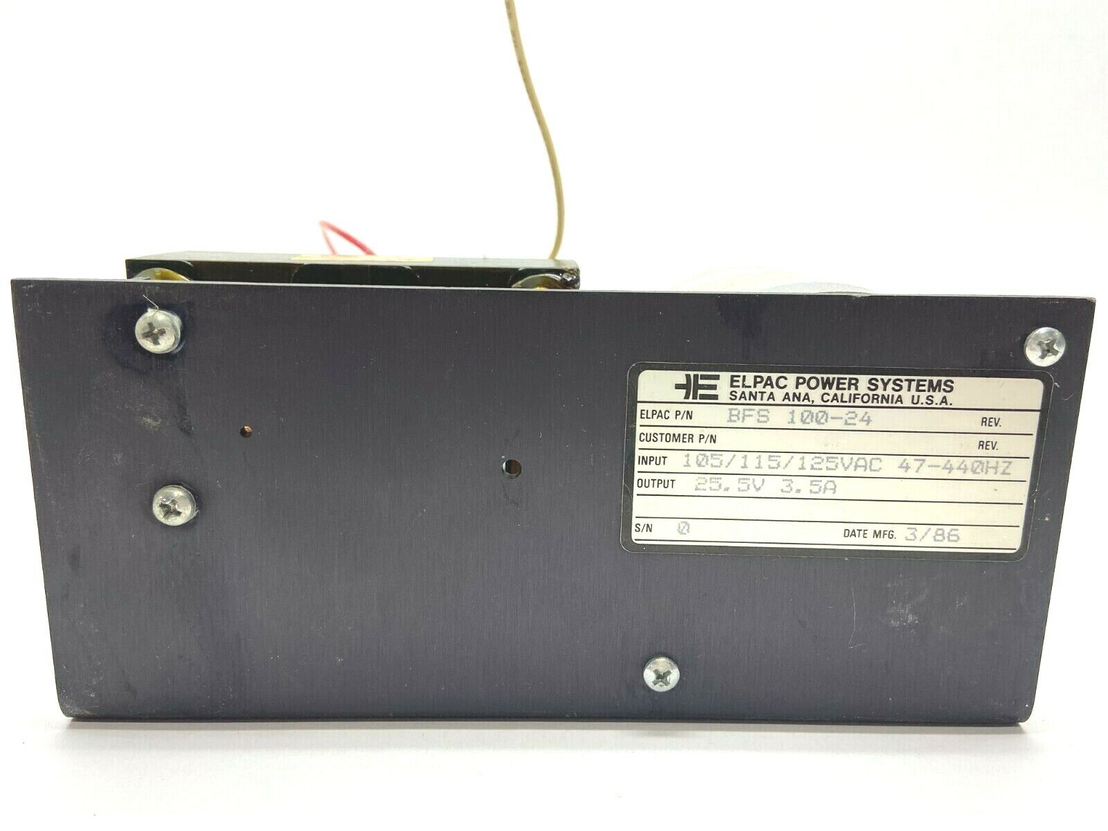 Elpac BFS 100-24 Power Supply 25.5VDC 3.5A - Used - Maverick Industrial Sales