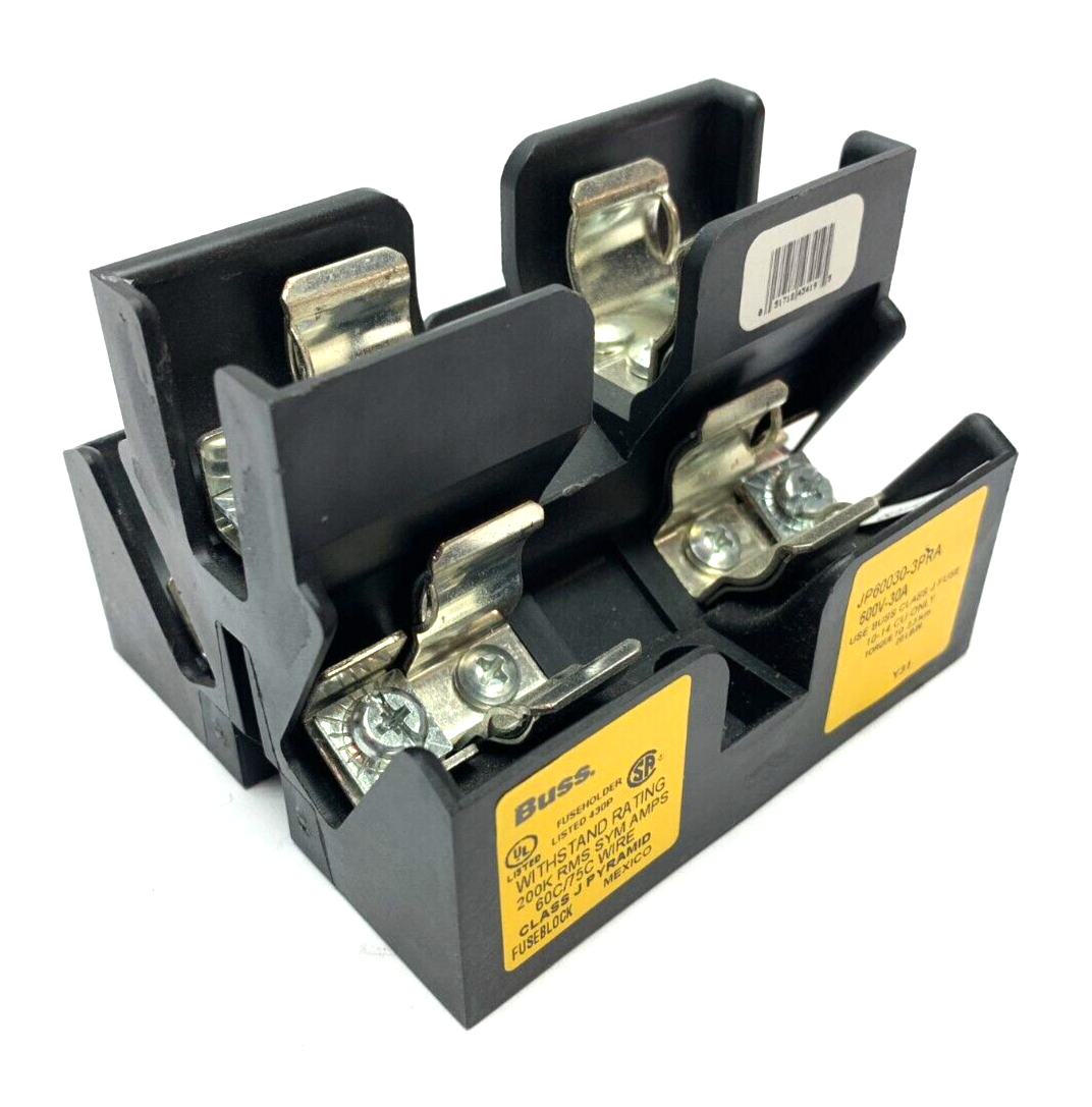 JP60030-3PRA | Bussman Class J Pyramid Fuse Holder Block 200K RMS AMPS - Used - Maverick Industrial Sales
